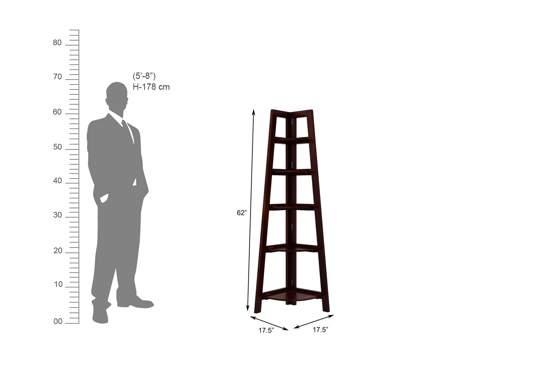 Ahtar Sheesham Wood Bookshelf Teak finish