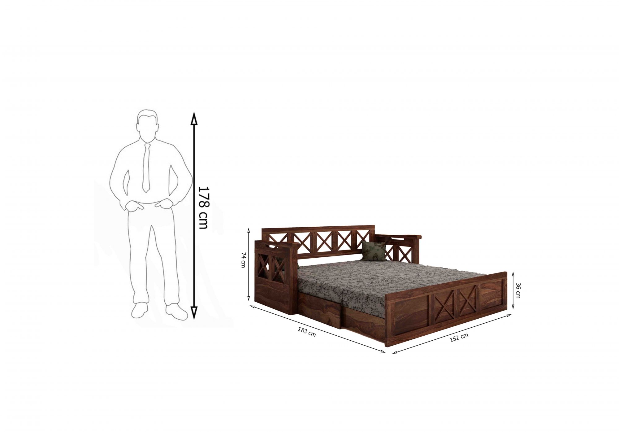 Aegina Sheesham Wood Sofa Cum Bed