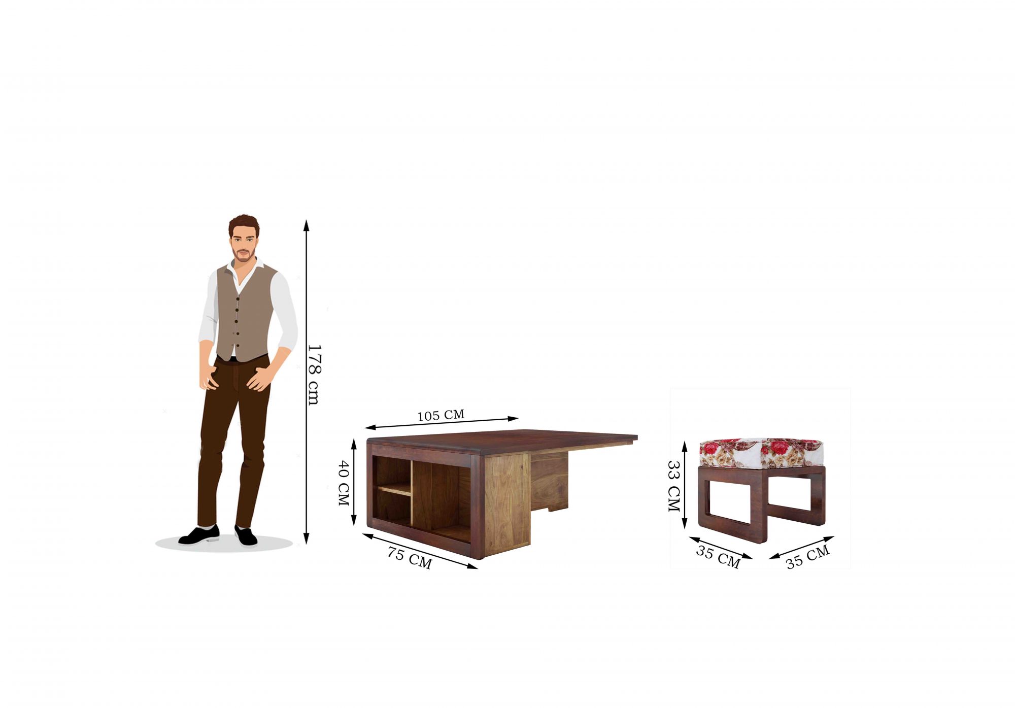 Jura Sheesham Wood 4 Seater Coffee Table