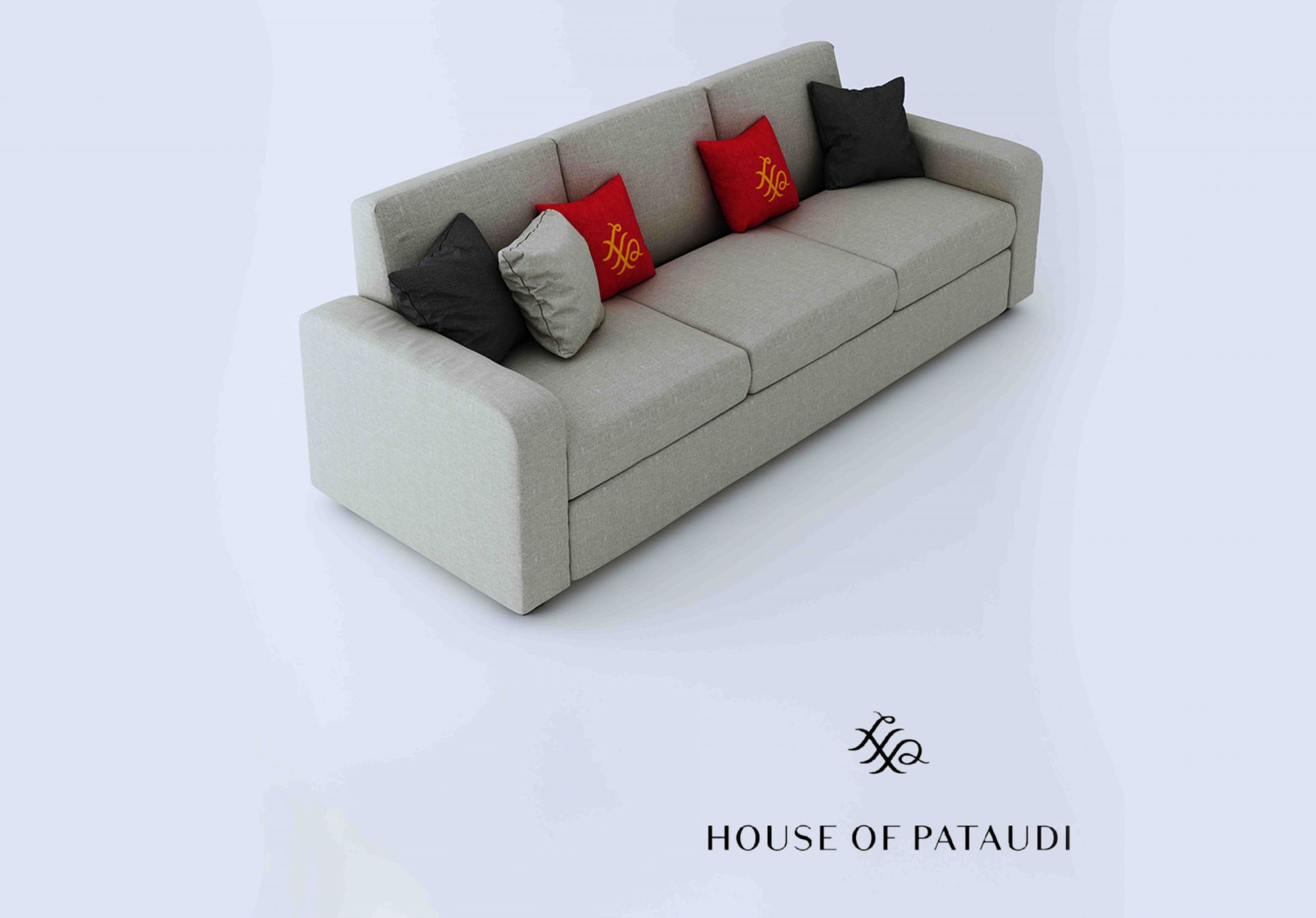 Burrey Beige 3 Seater Fabric Sofa Set