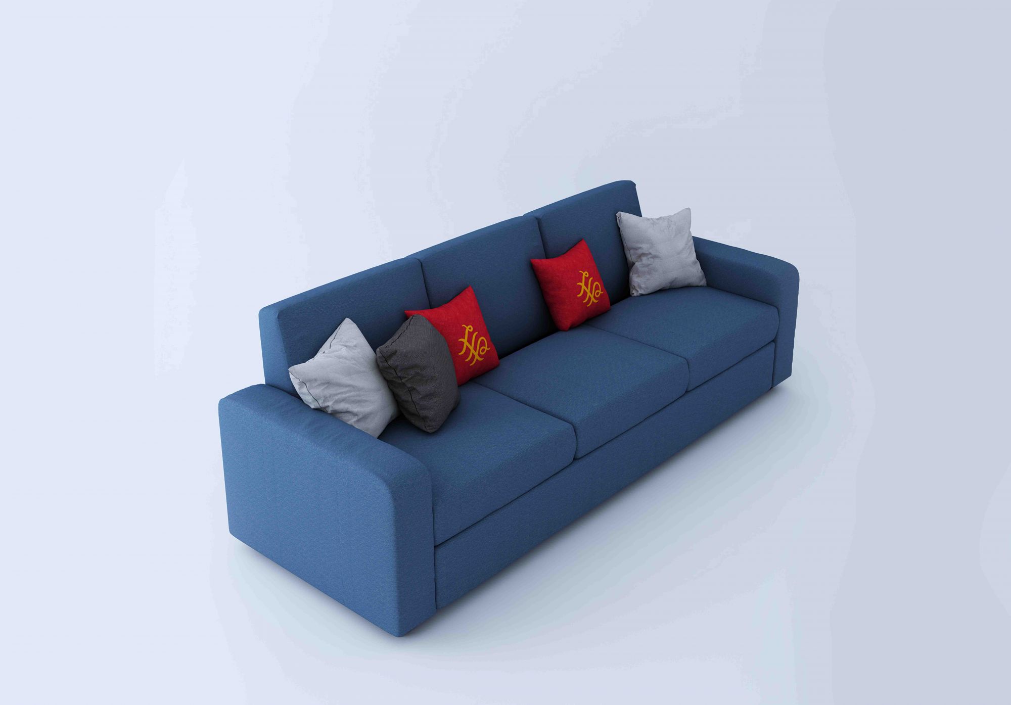 Burrey Blue 3 Seater Fabric Sofa Set