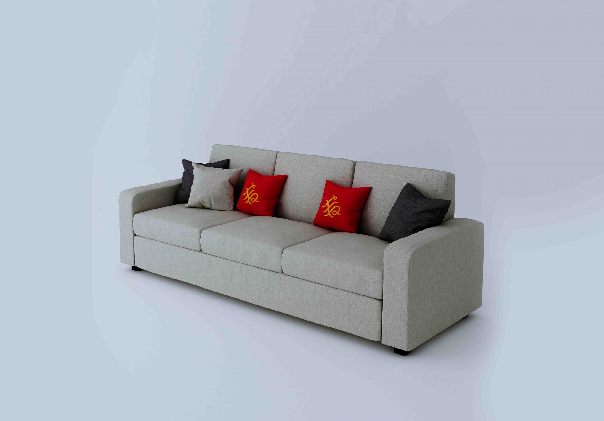 Burrey Beige 3 Seater Fabric Sofa Set