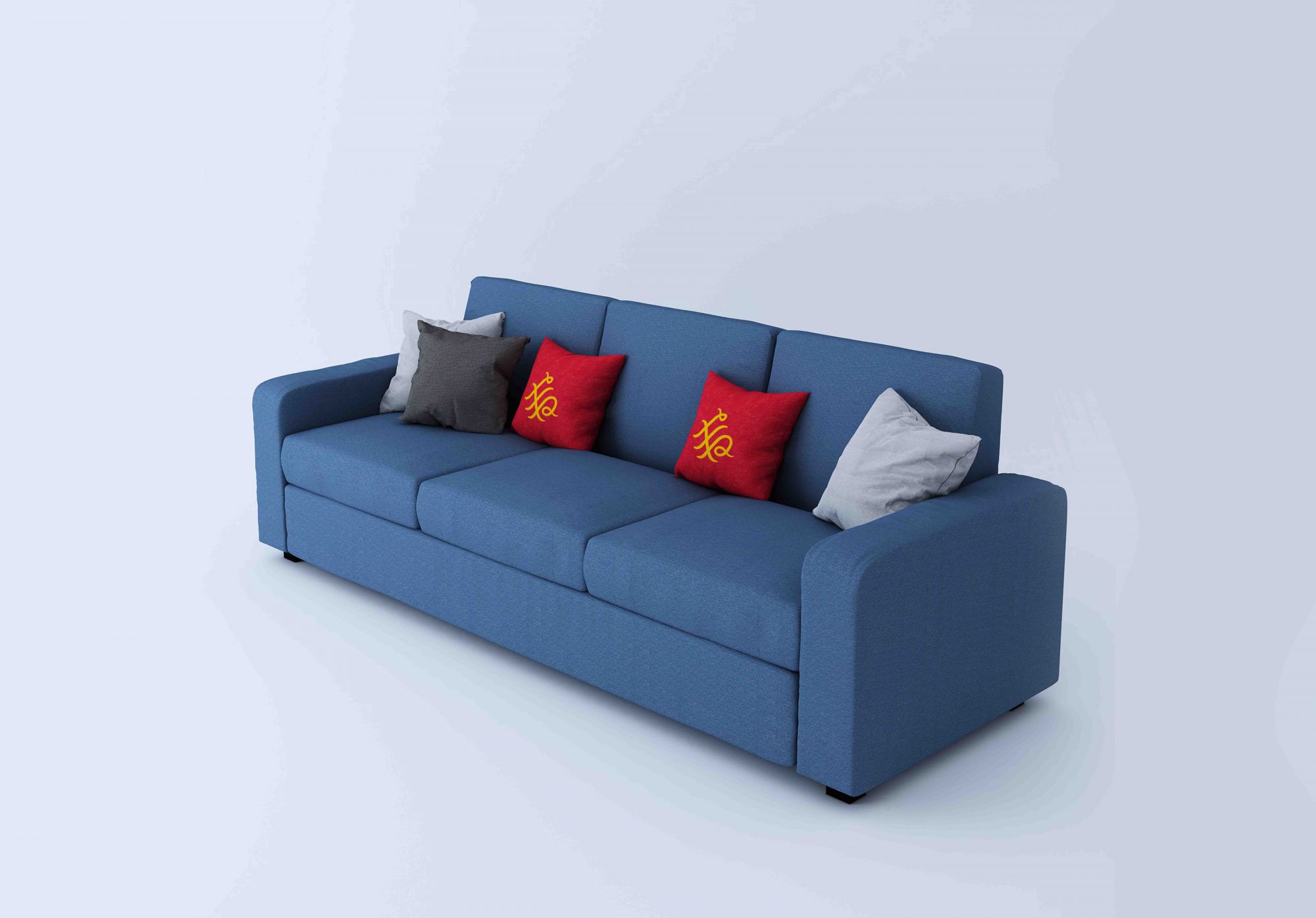 Burrey Blue 3 Seater Fabric Sofa Set