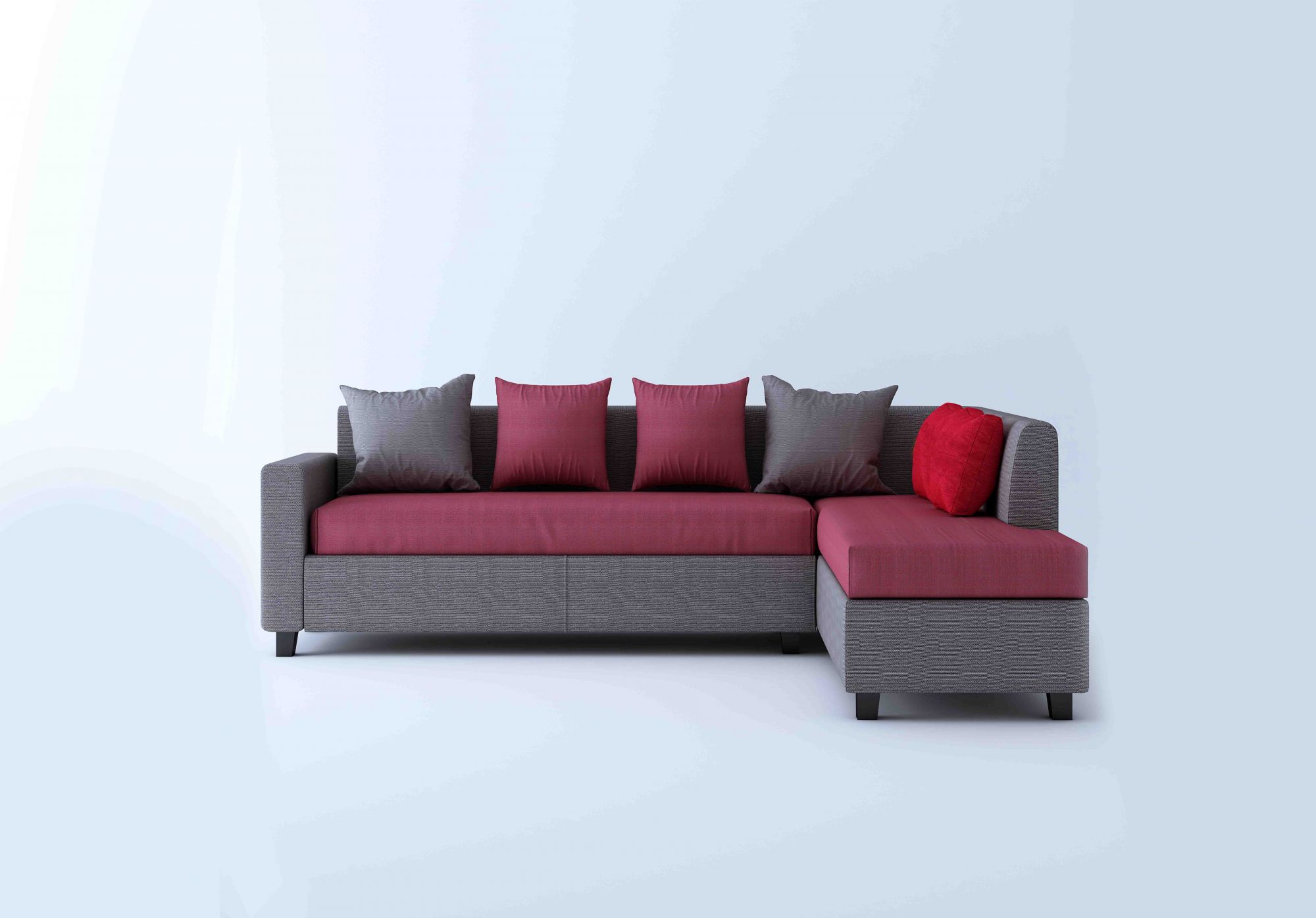 Kodiak pink and grey 5 seater L Shape Sofa Set