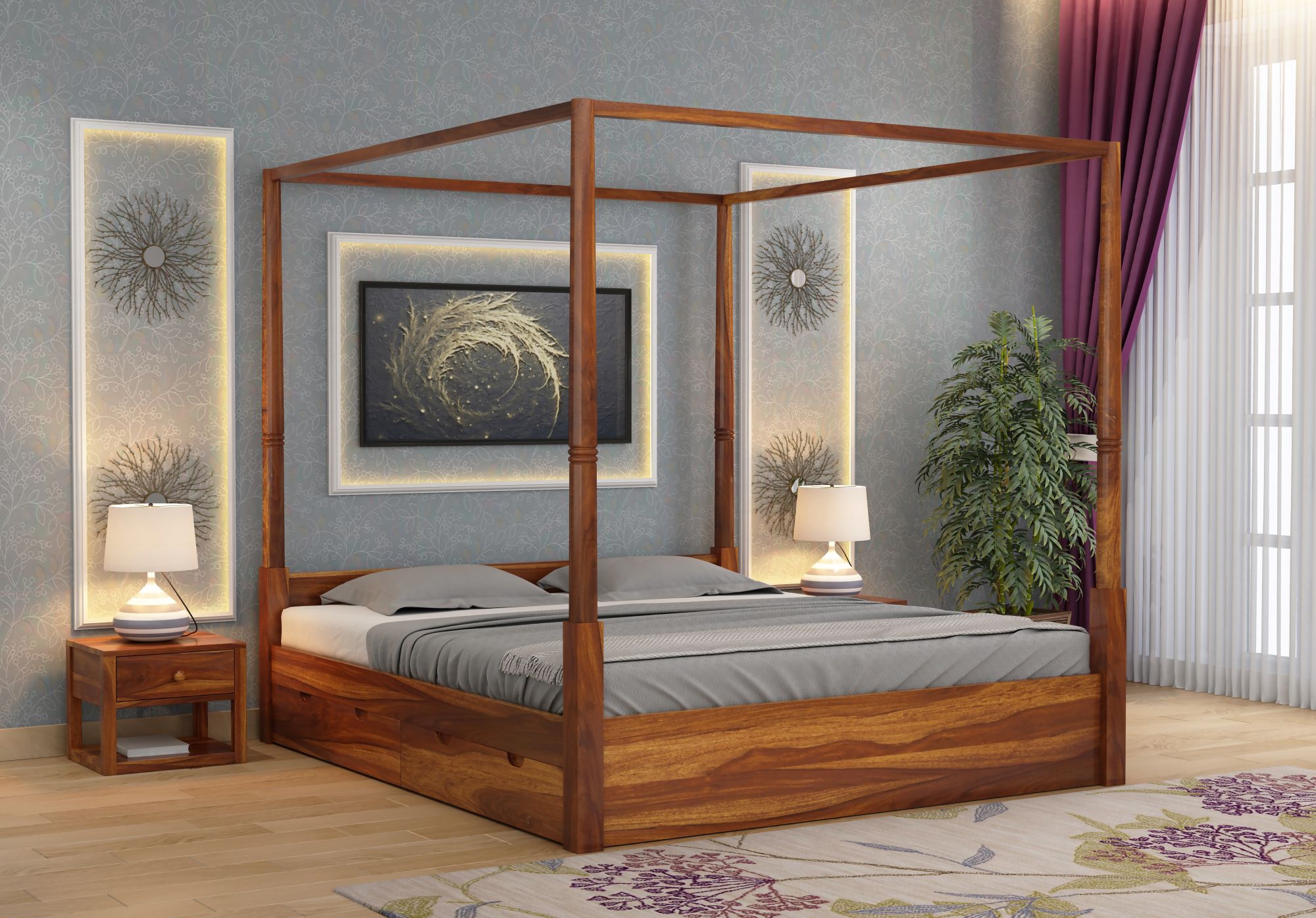 Basel Bed With Side Drawers