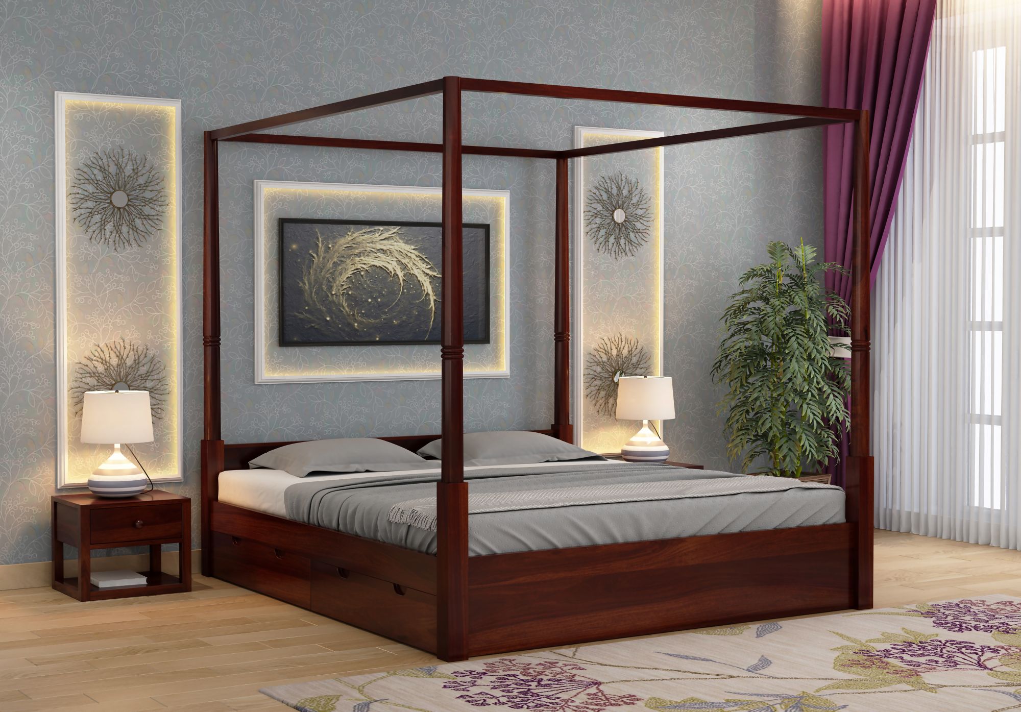 Basel Bed With Side Drawers