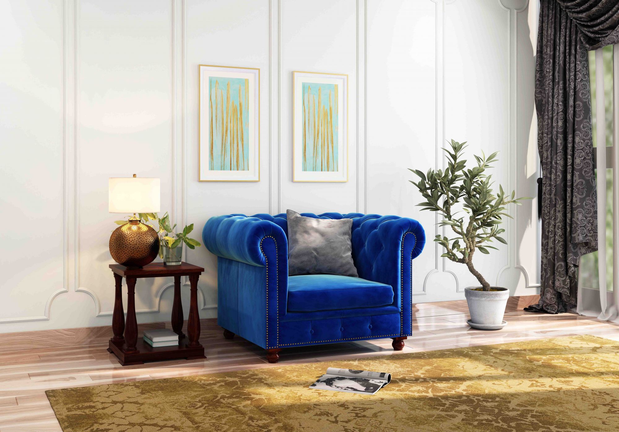 Windsor Brown 1 Seater Sofa Set