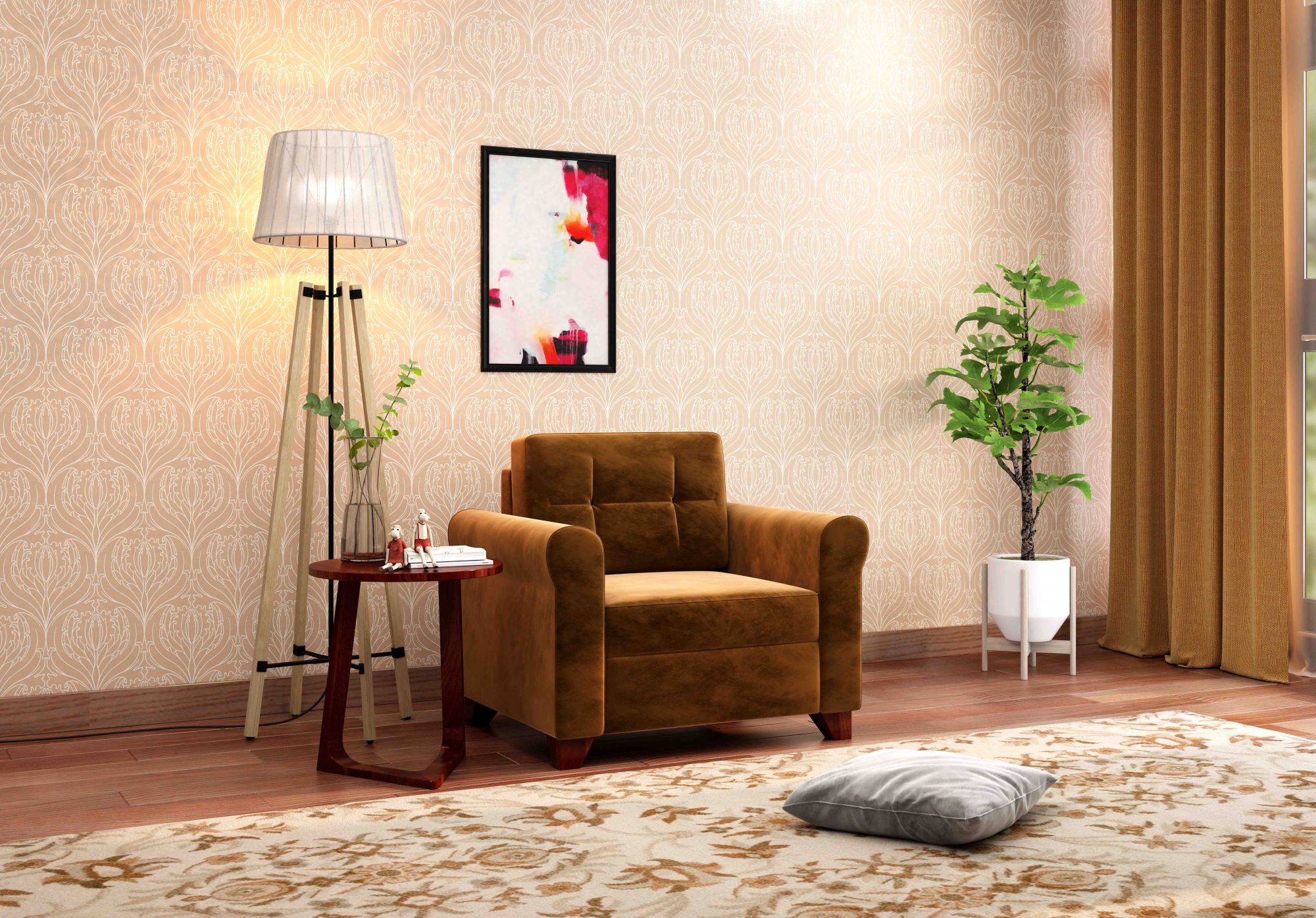 Monarch Brown 1 Seater Sofa Set