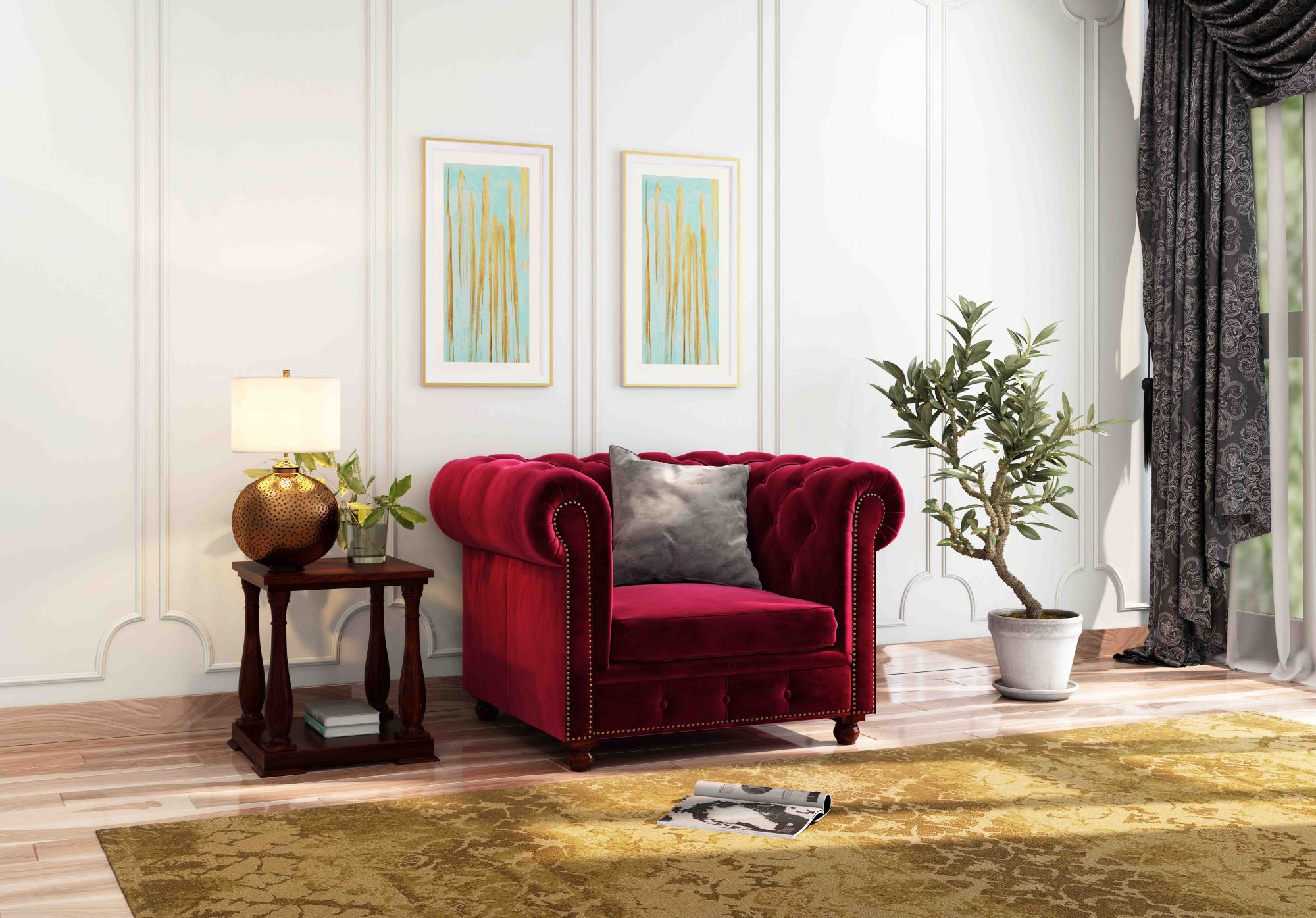 Windsor Brown 1 Seater Sofa Set