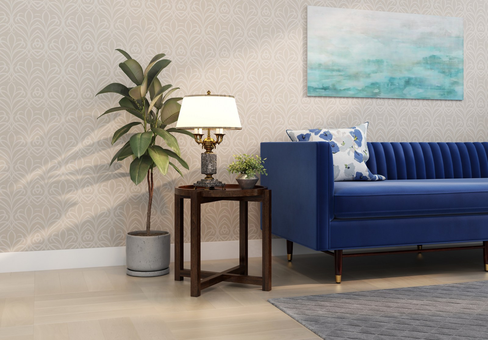 Tray Wooden Center Table Walnut Finish