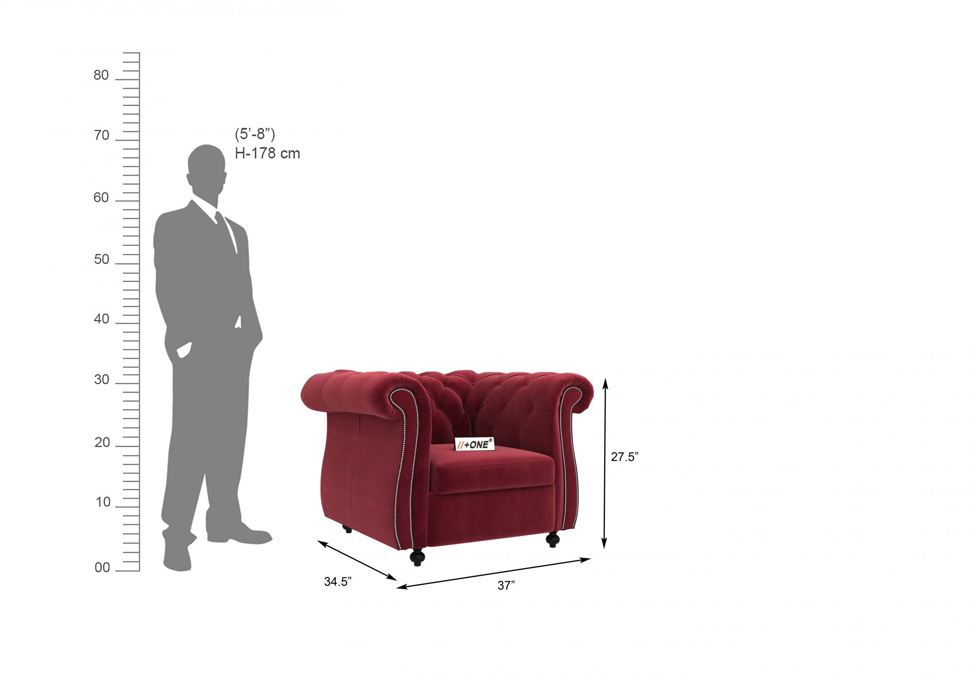 Lord Pomegranate 1 Seater Sofa