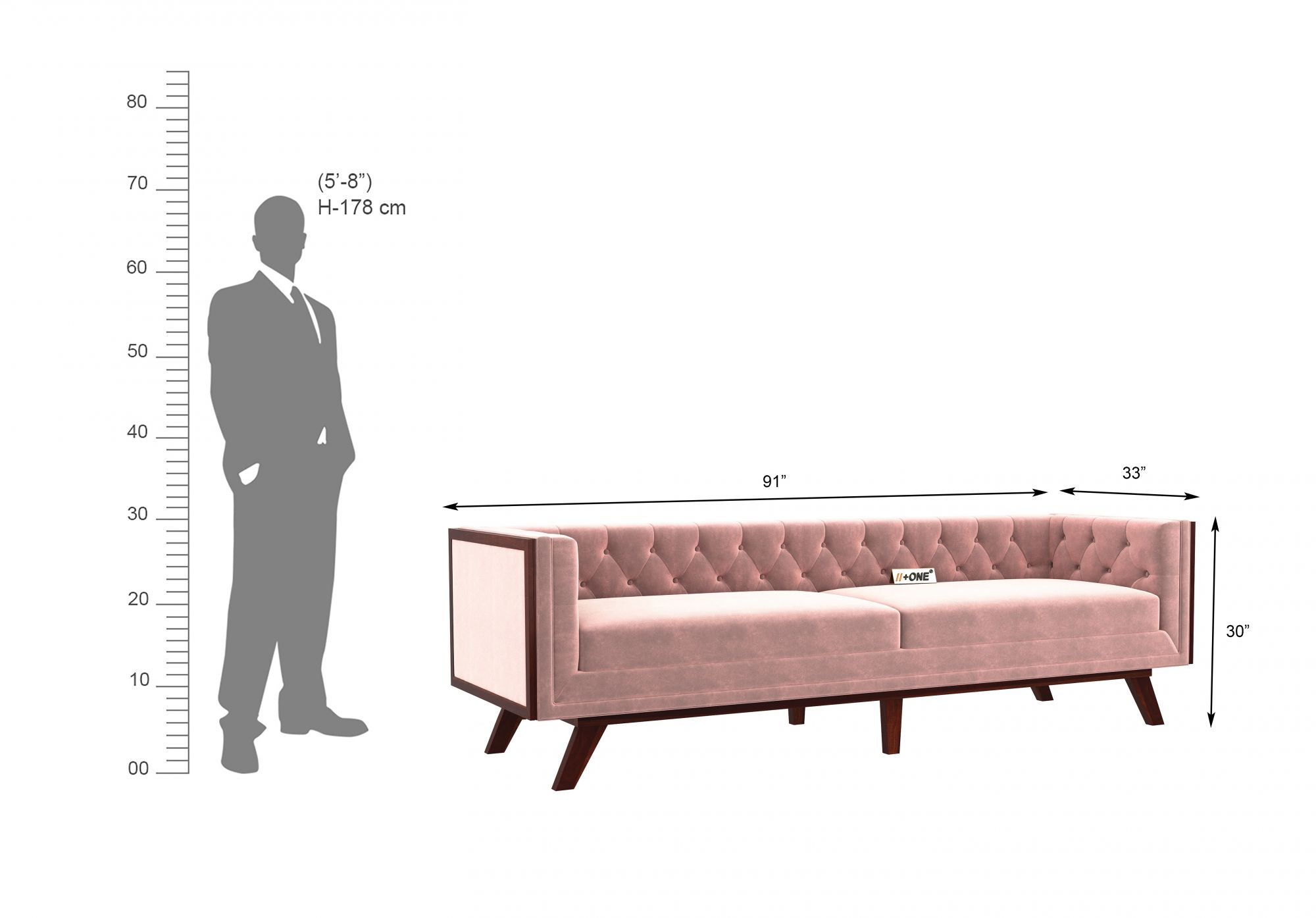 Syros Rose Dust 4 Seater Sofa