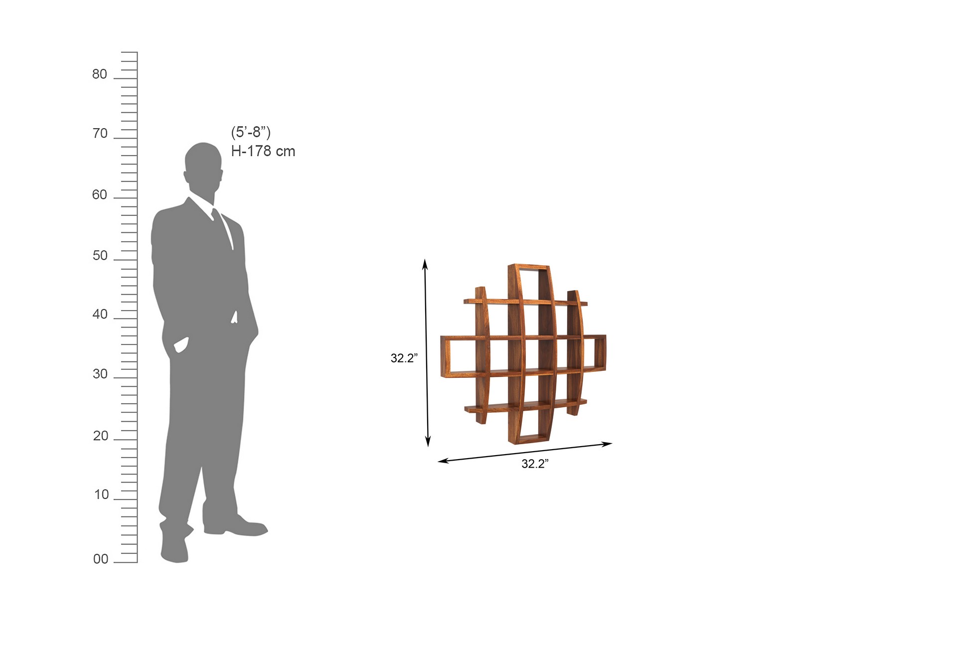 Femo Sheesham Wood Wall Shelves Teak finish