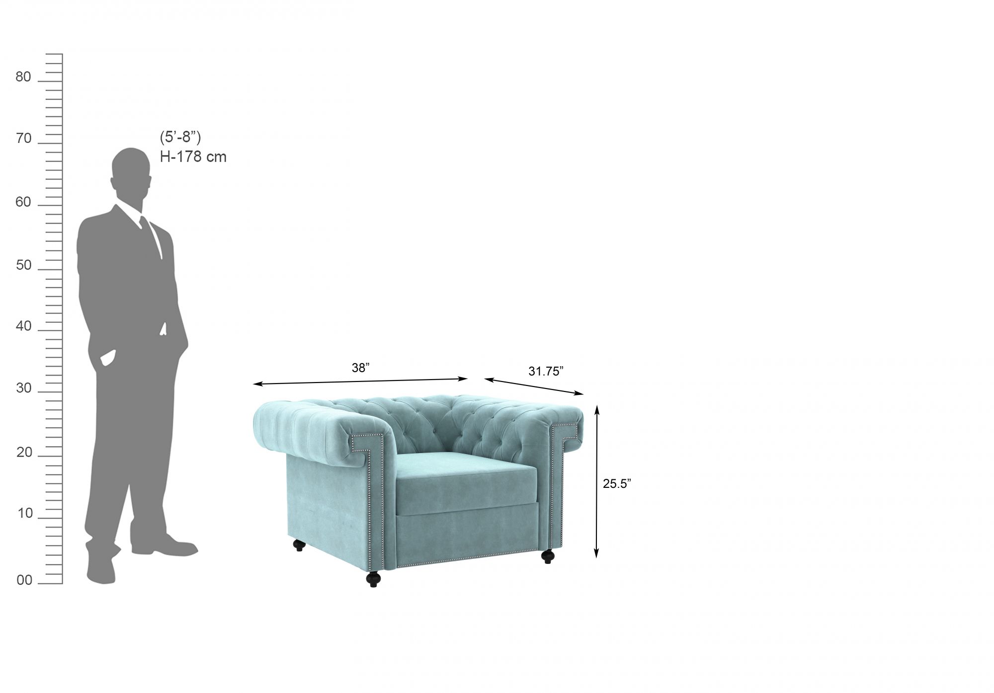 Octa Dusk Blue 1 Seater Sofa