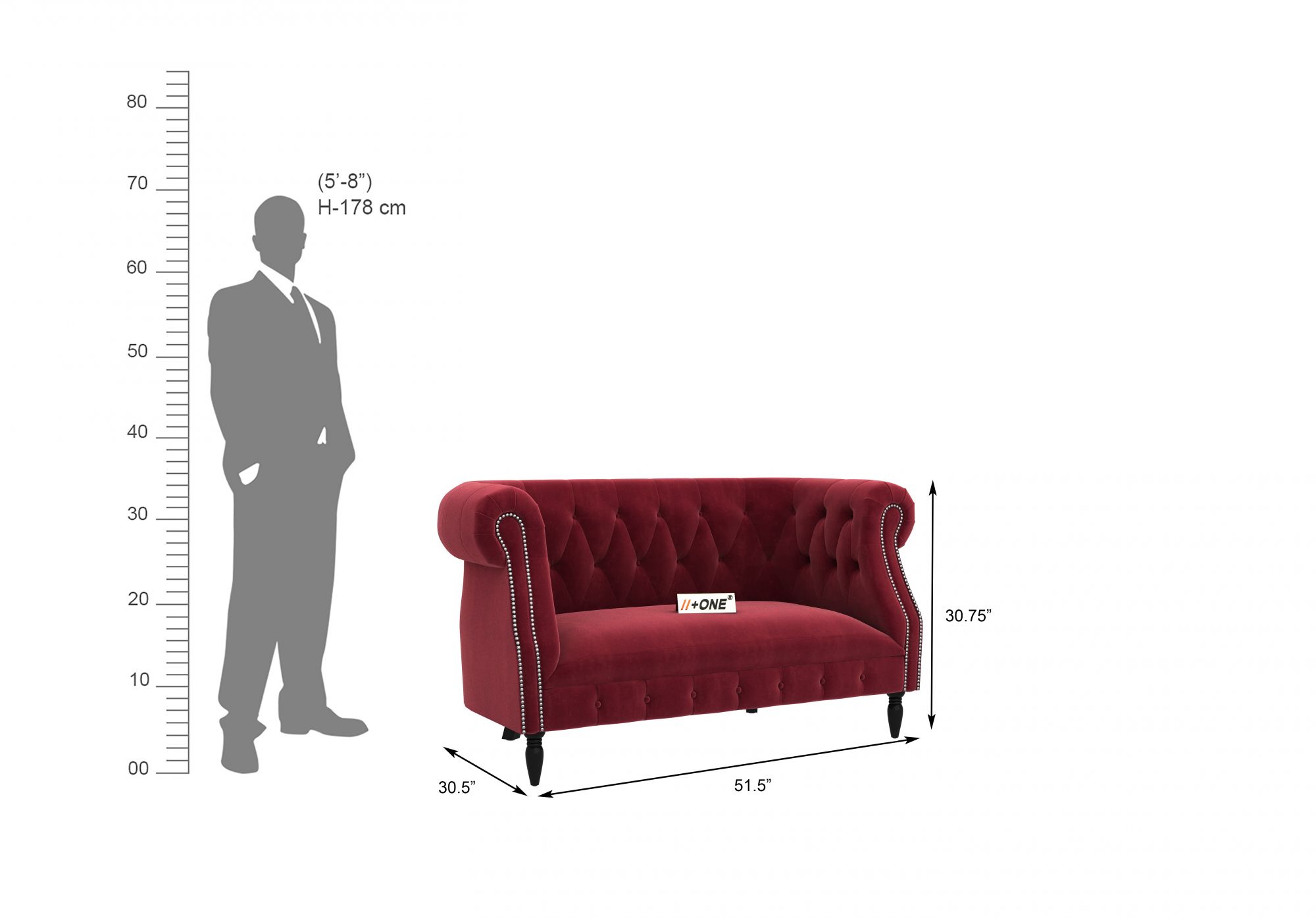 Baron Pomegranate 2 Seater Sofa