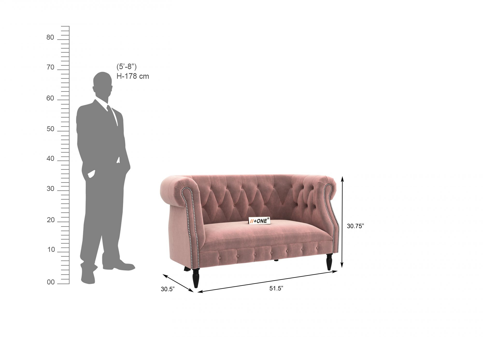 Baron Rose Dust 2 Seater Sofa