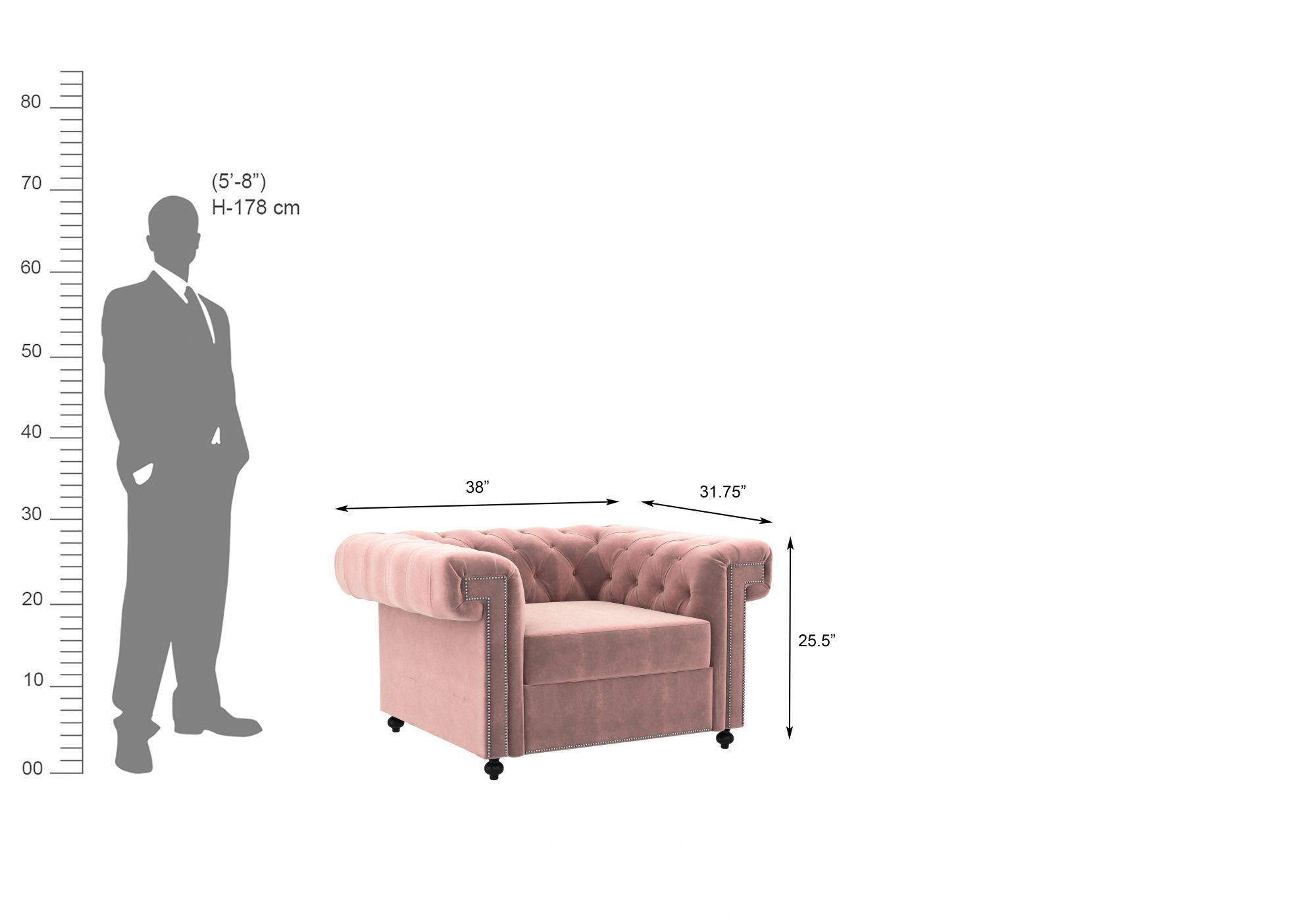 Octa Rose Dust 1 Seater Sofa