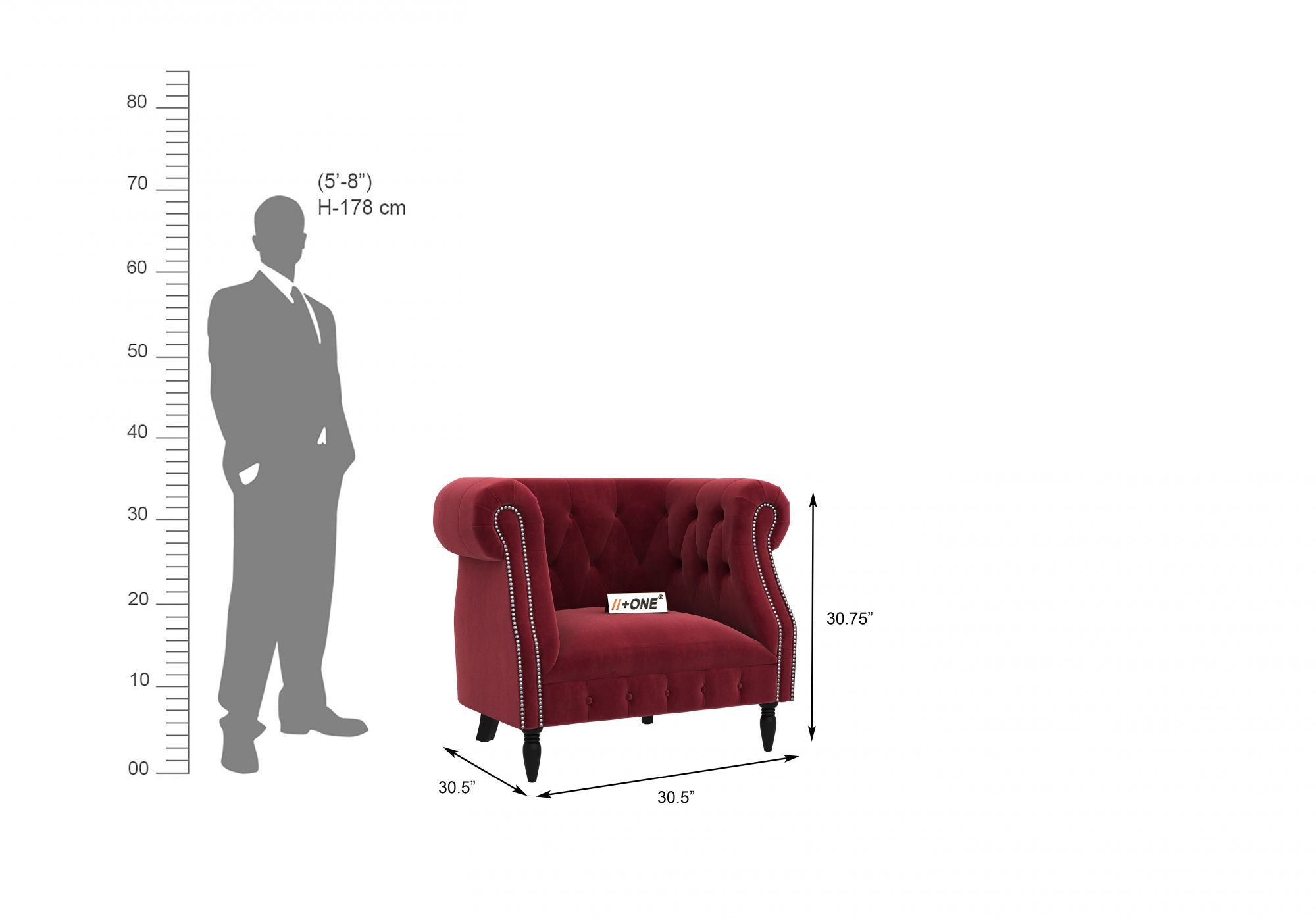 Baron Pomegranate 1 Seater Sofa
