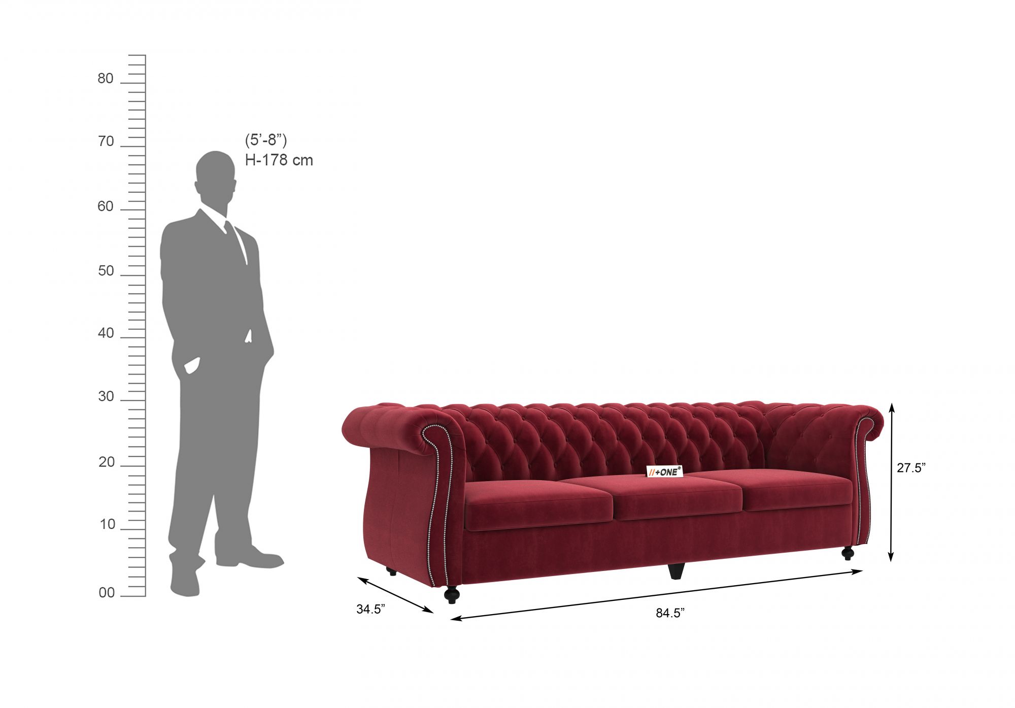 Lord Pomegranate 3 Seater Sofa