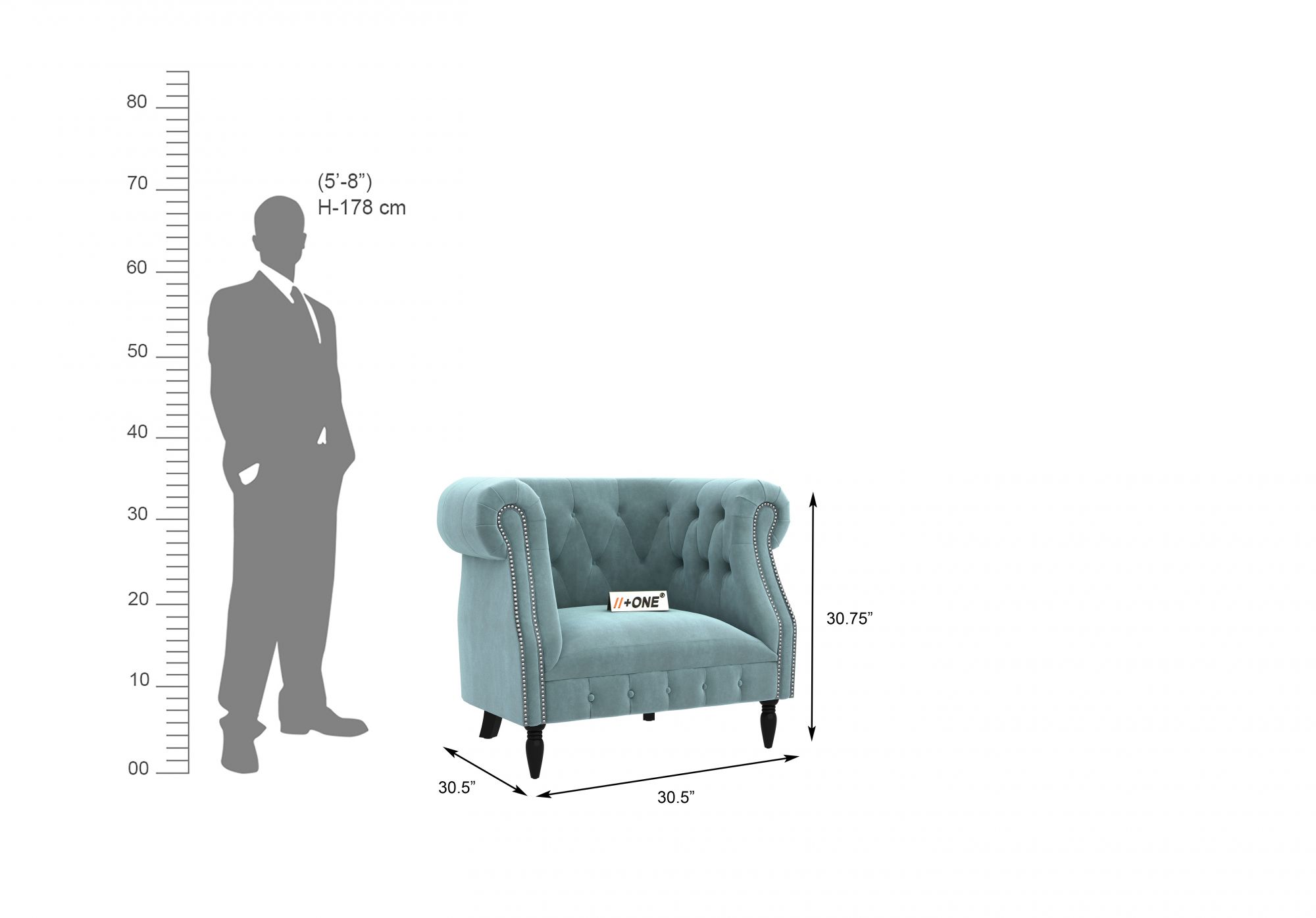 Baron Dusk Blue 1 Seater Sofa