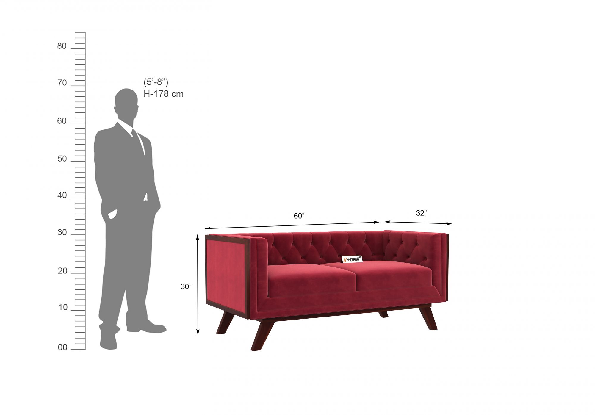 Syros Pomegranate 2 Seater Sofa