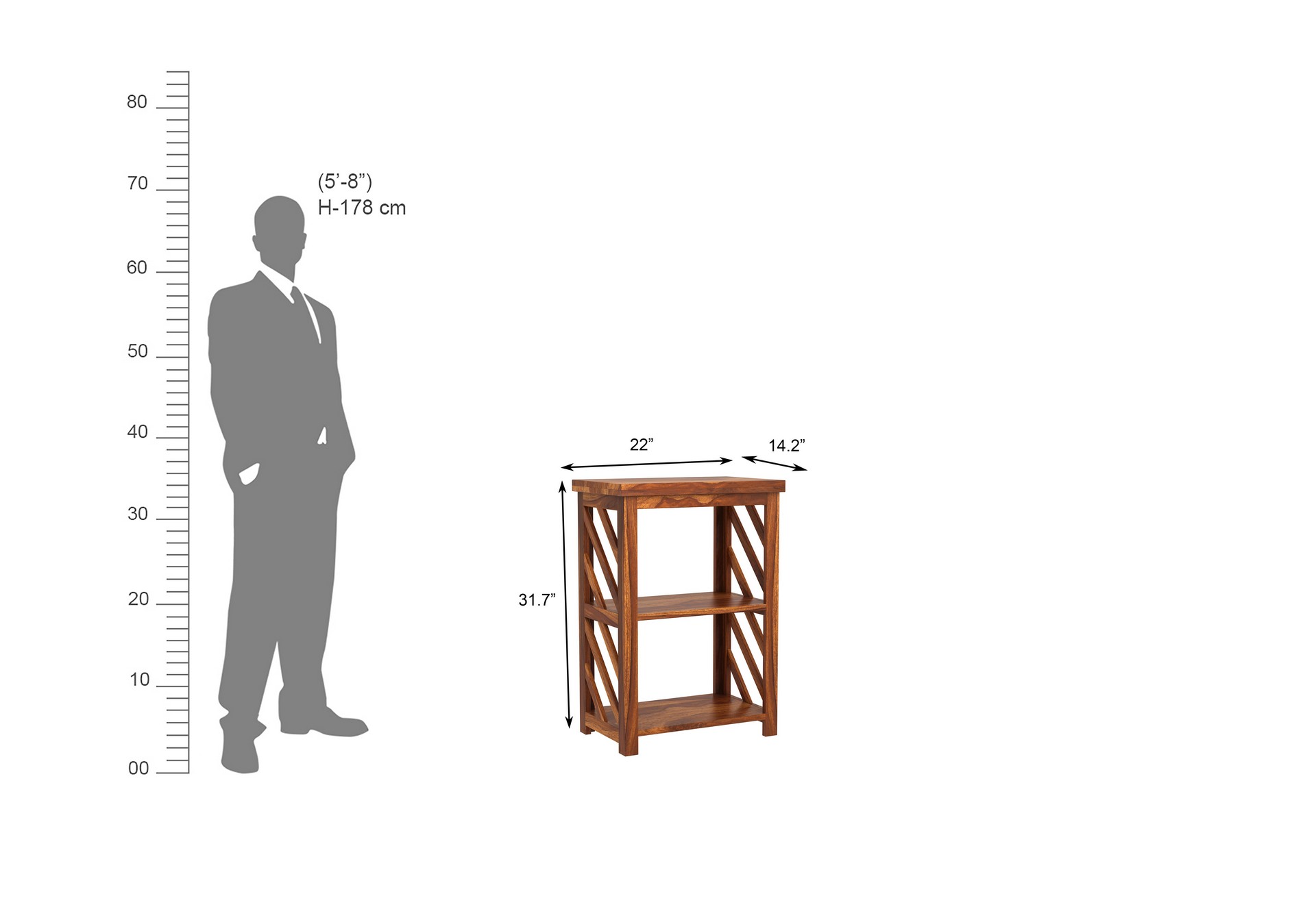 Saylor Sheesham Wood Bookshelf Teak finish