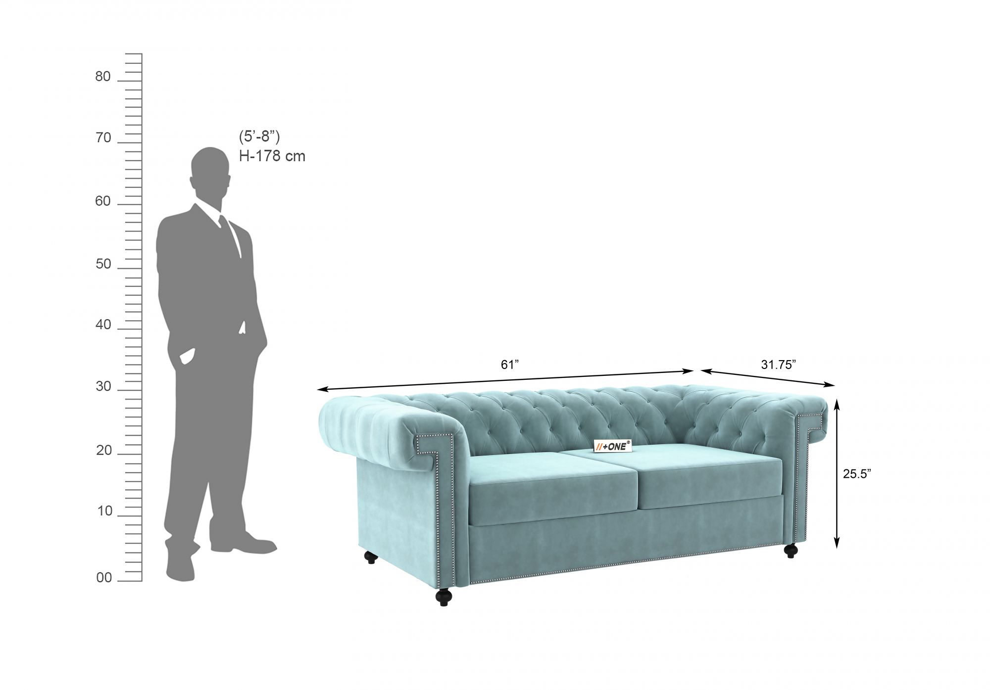 Octa Dusk Blue 2 Seater Sofa