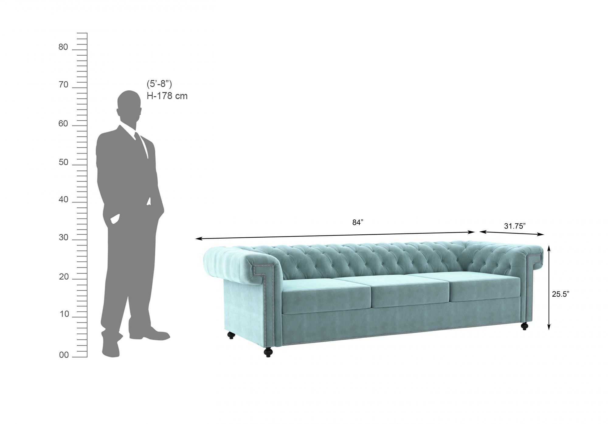 Octa Dusk Blue 3 Seater Sofa