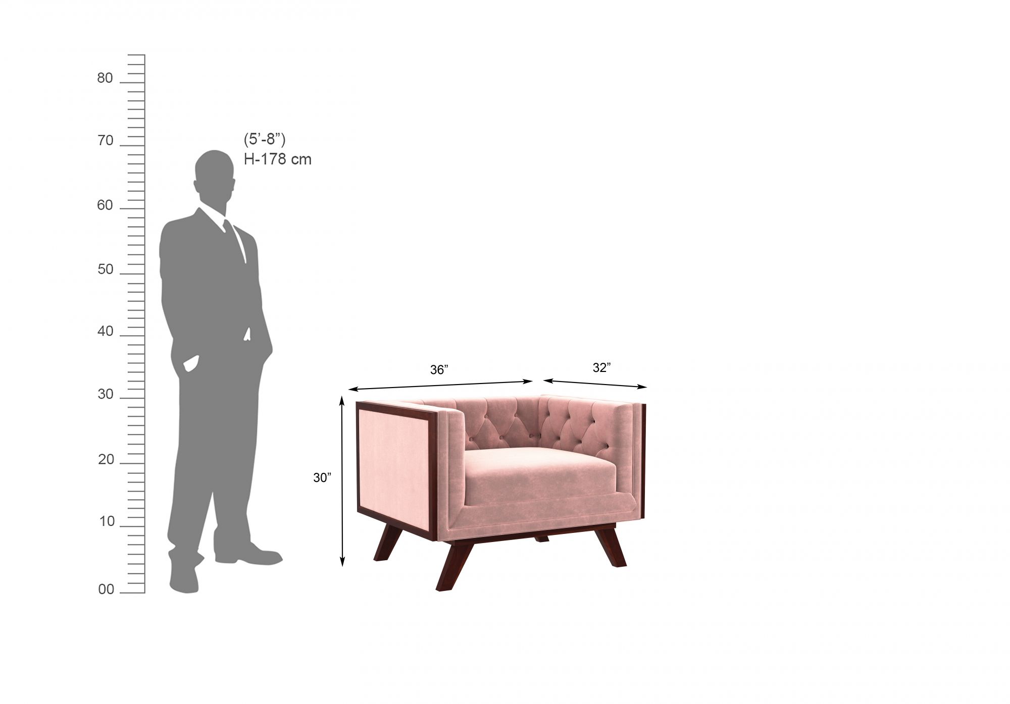 Syros Rose Dust 1 Seater Sofa