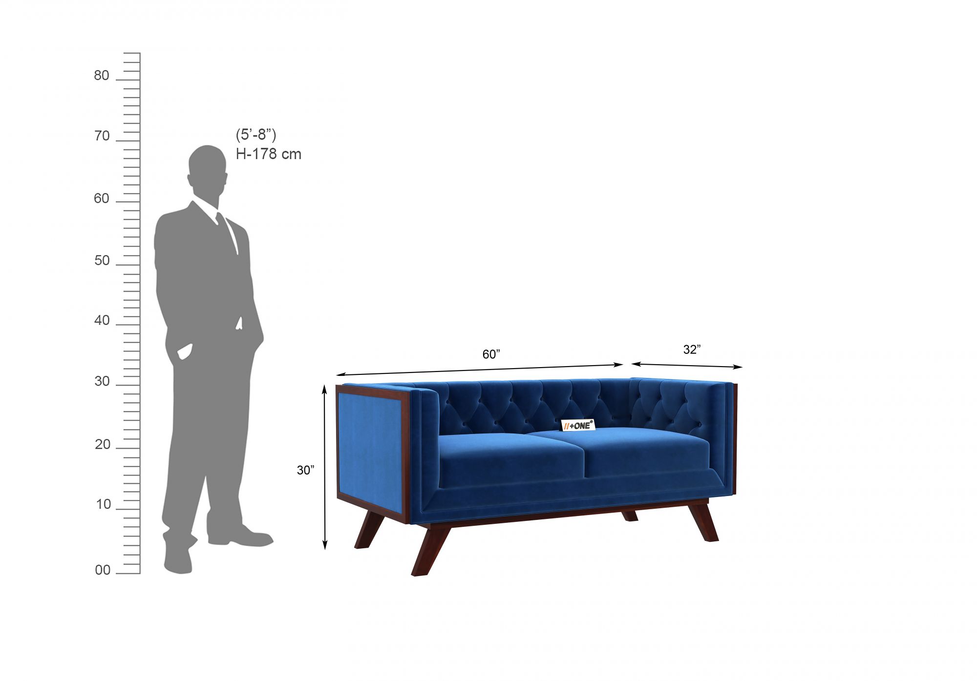 Syros Indigo Blue 2 Seater Sofa