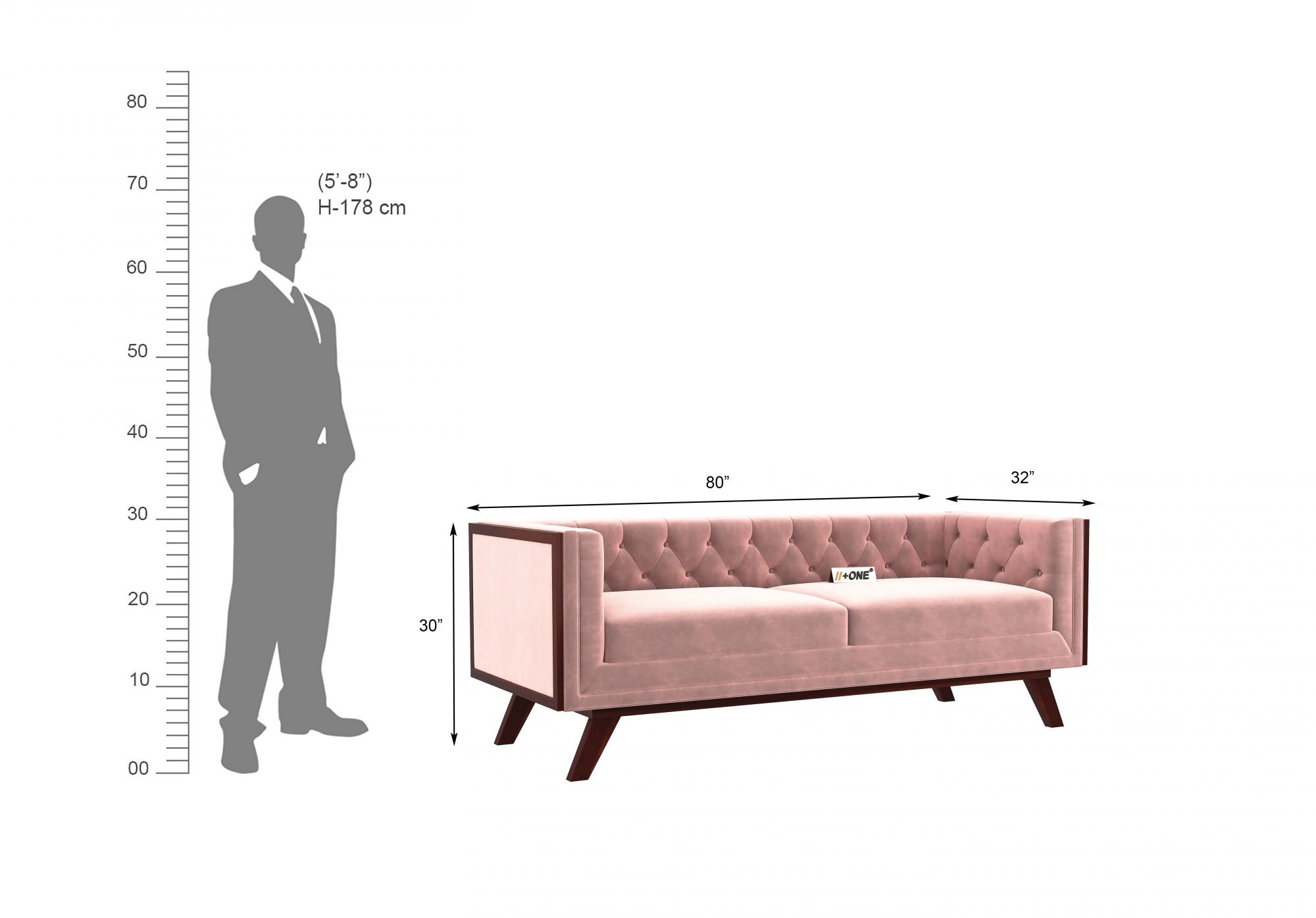 Syros Rose Dust 3 Seater Sofa
