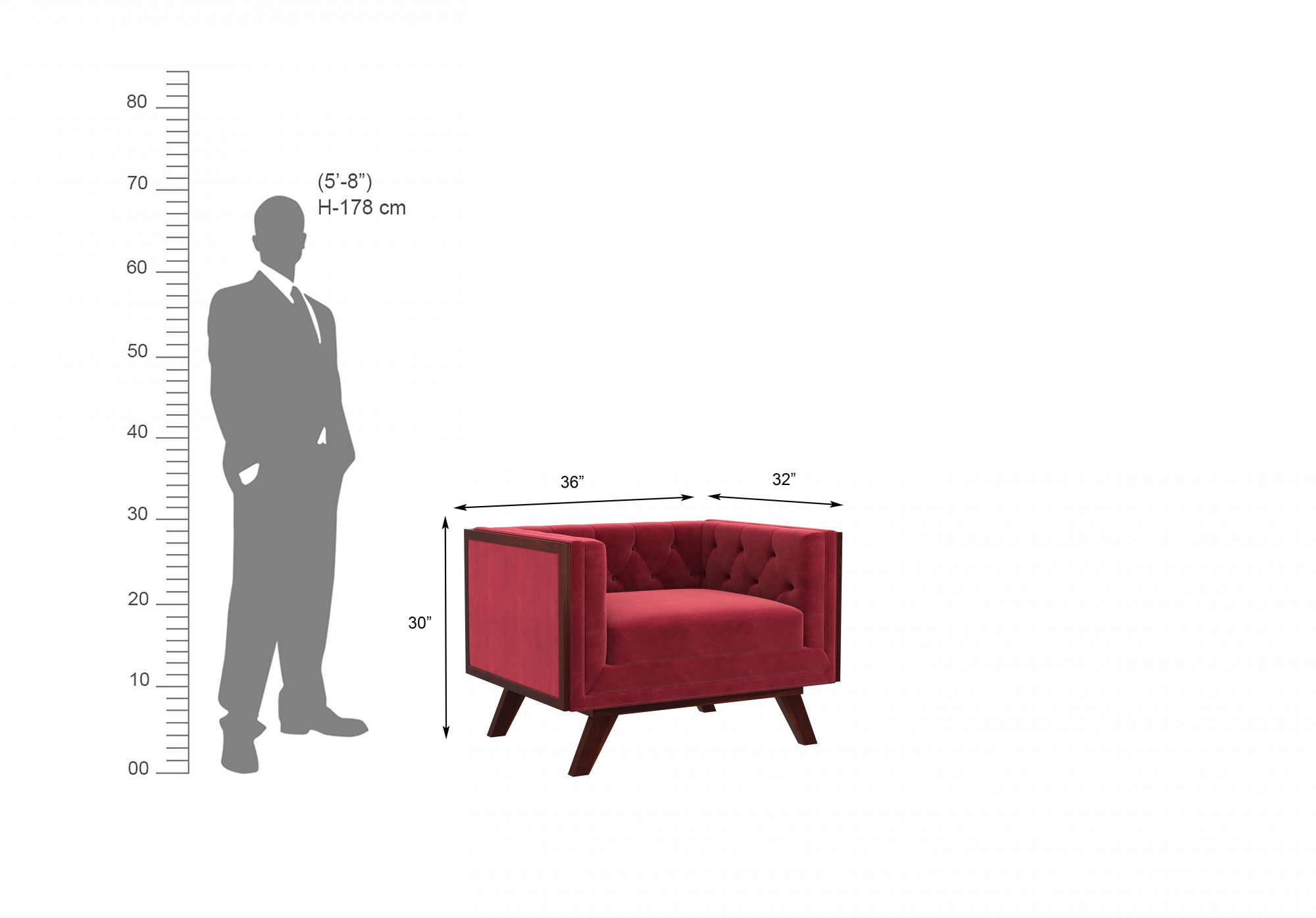 Syros Pomegranate 1 Seater Sofa