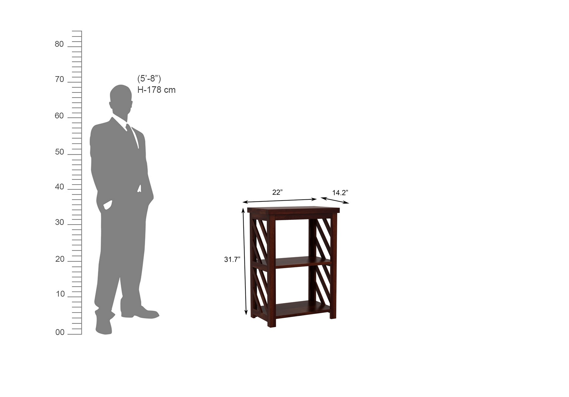 Saylor Sheesham Wood Bookshelf Teak finish