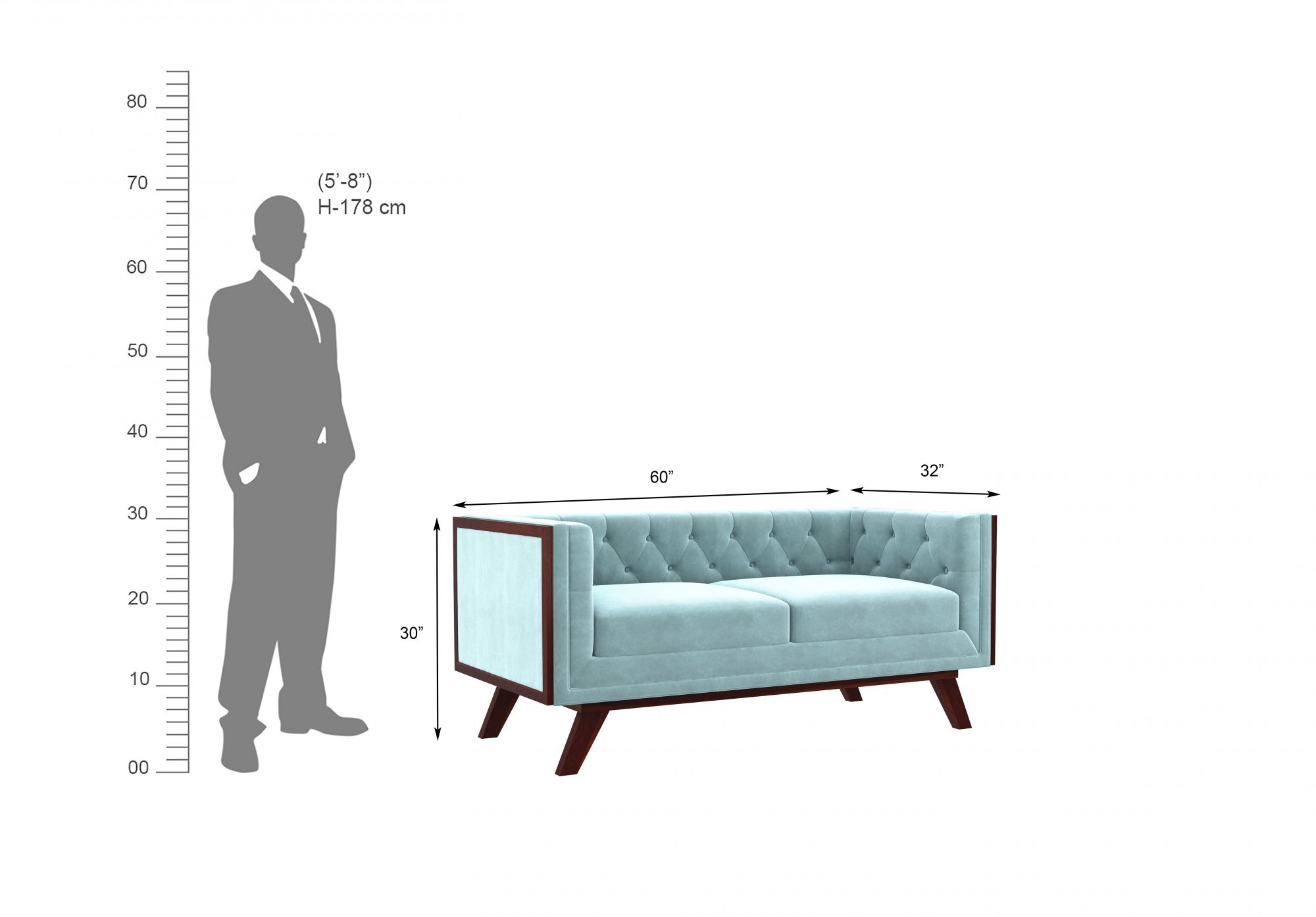 Syros Dusk Blue 2 Seater Sofa