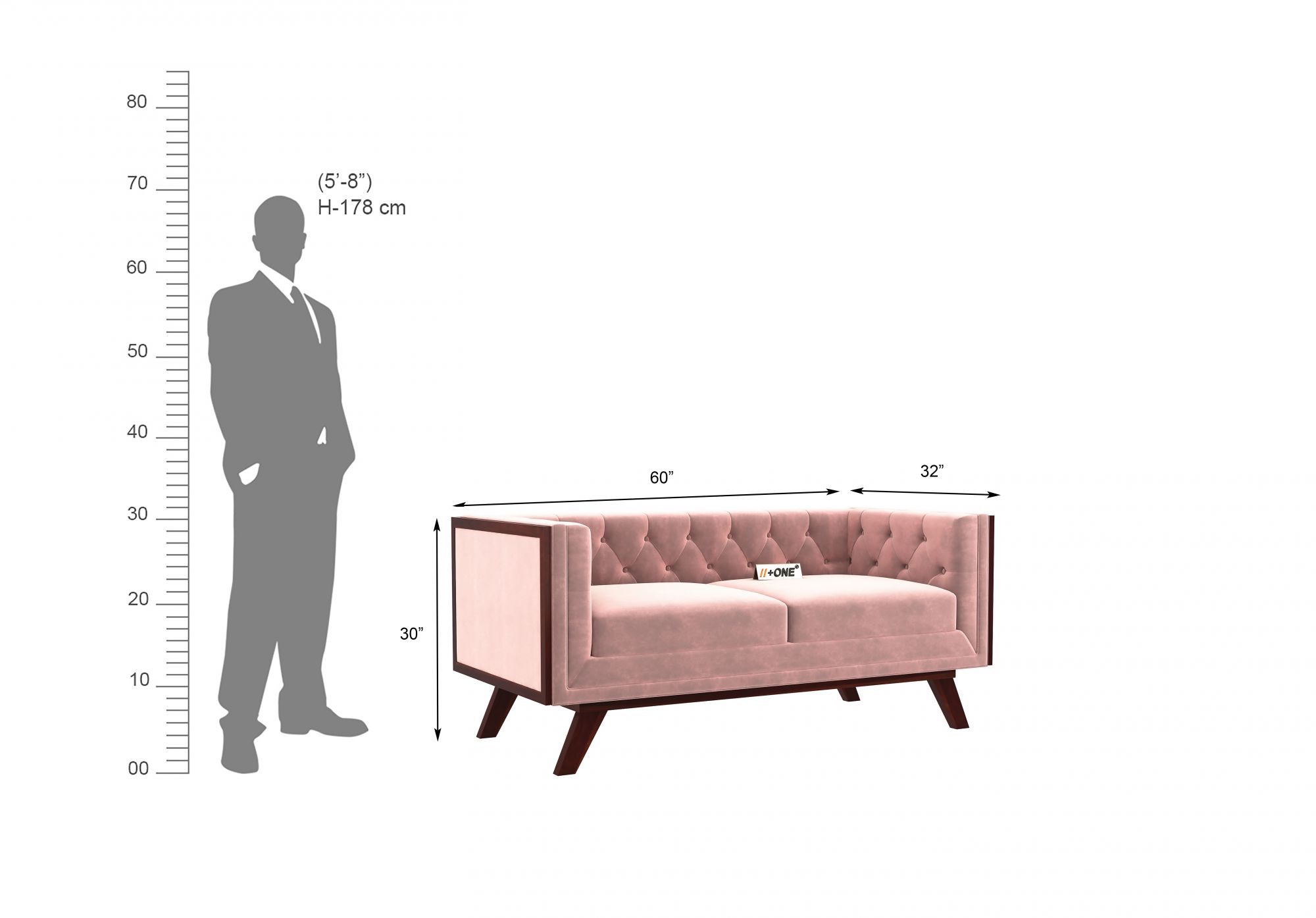 Syros Rose Dust 2 Seater Sofa