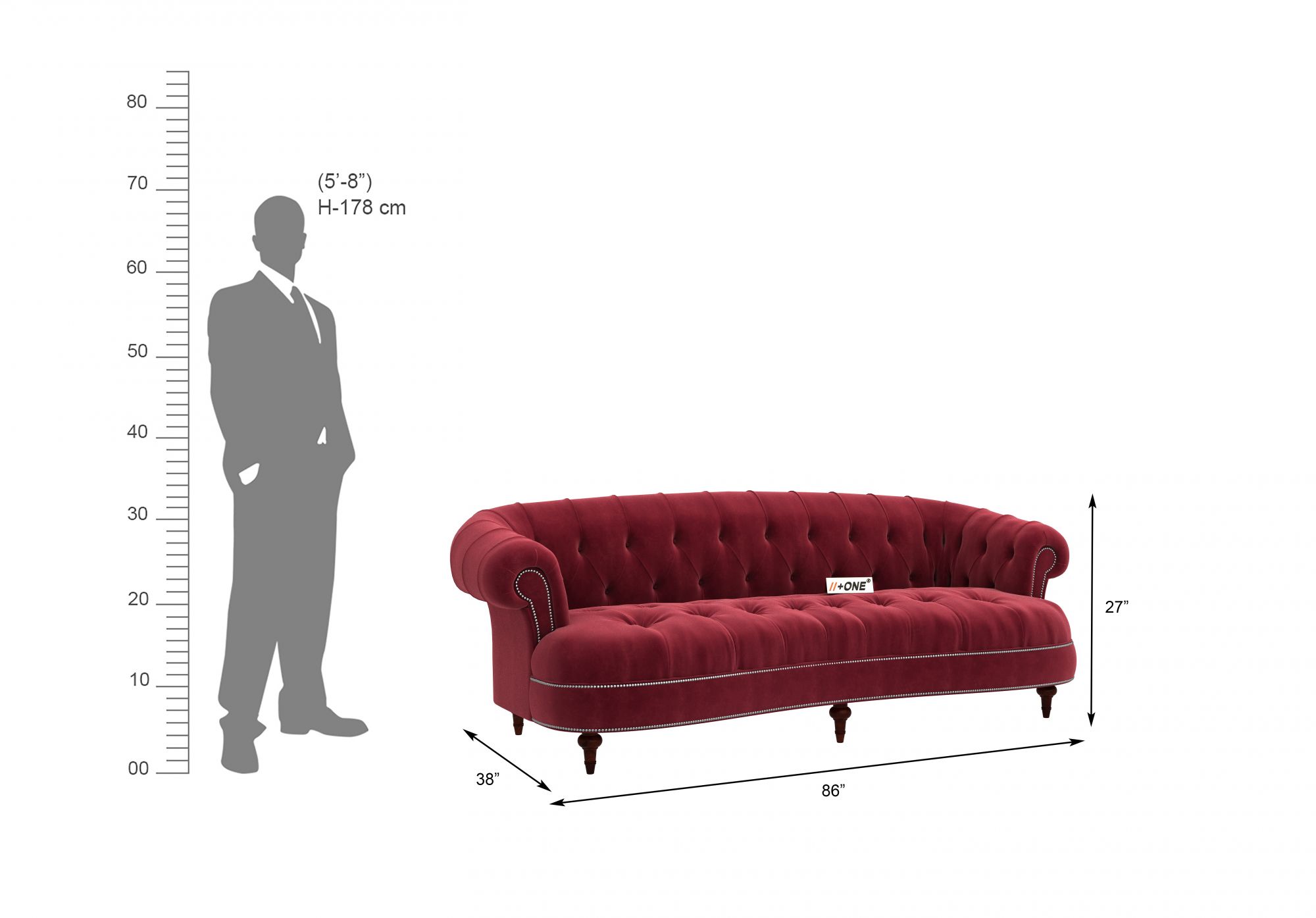 Duke Pomegranate 3 Seater Sofa