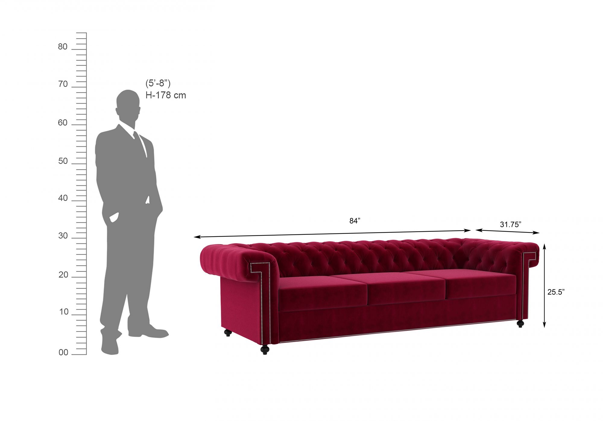 Octa Pomegranate 3 Seater Sofa