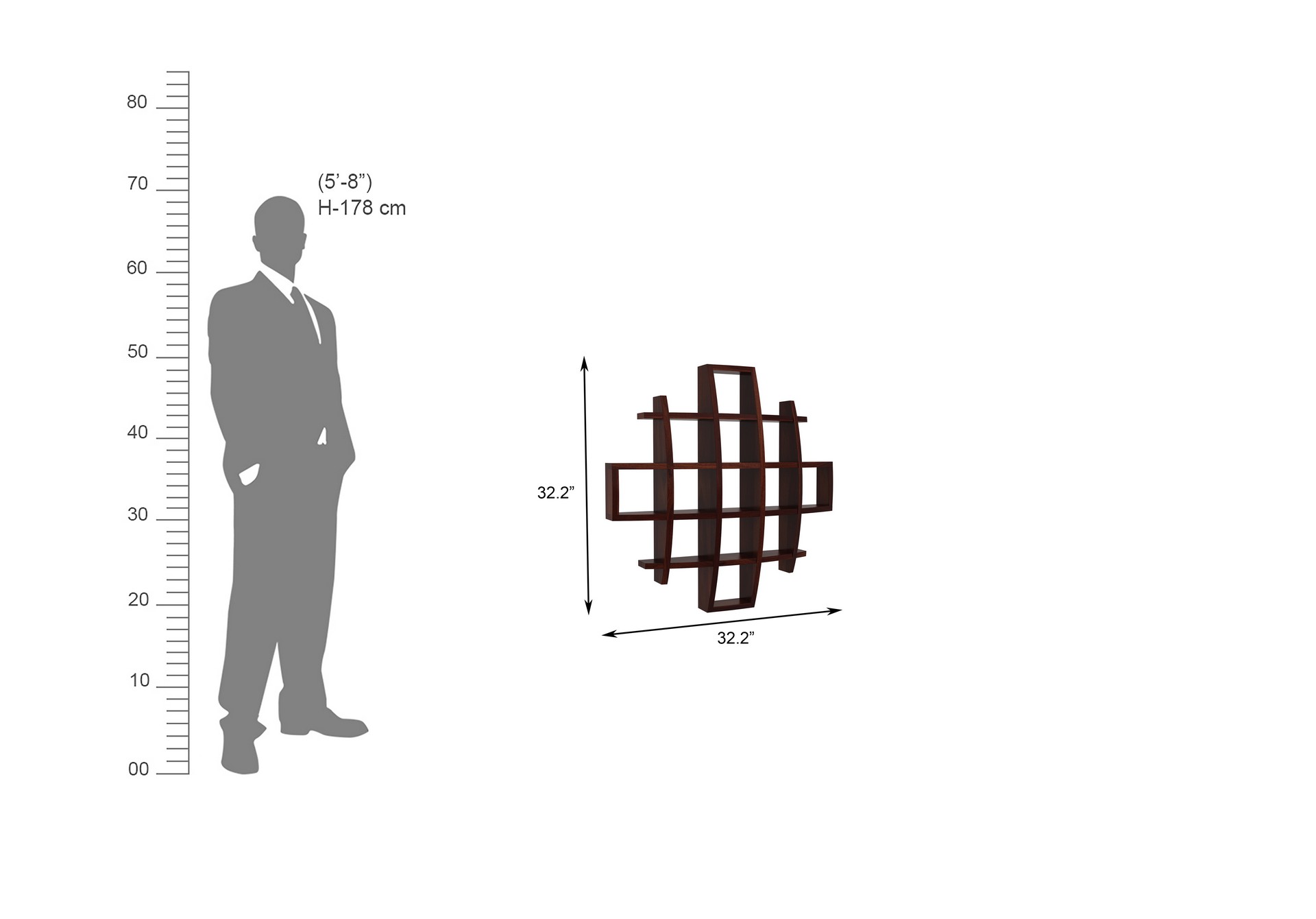 Femo Sheesham Wood Wall Shelves Teak finish