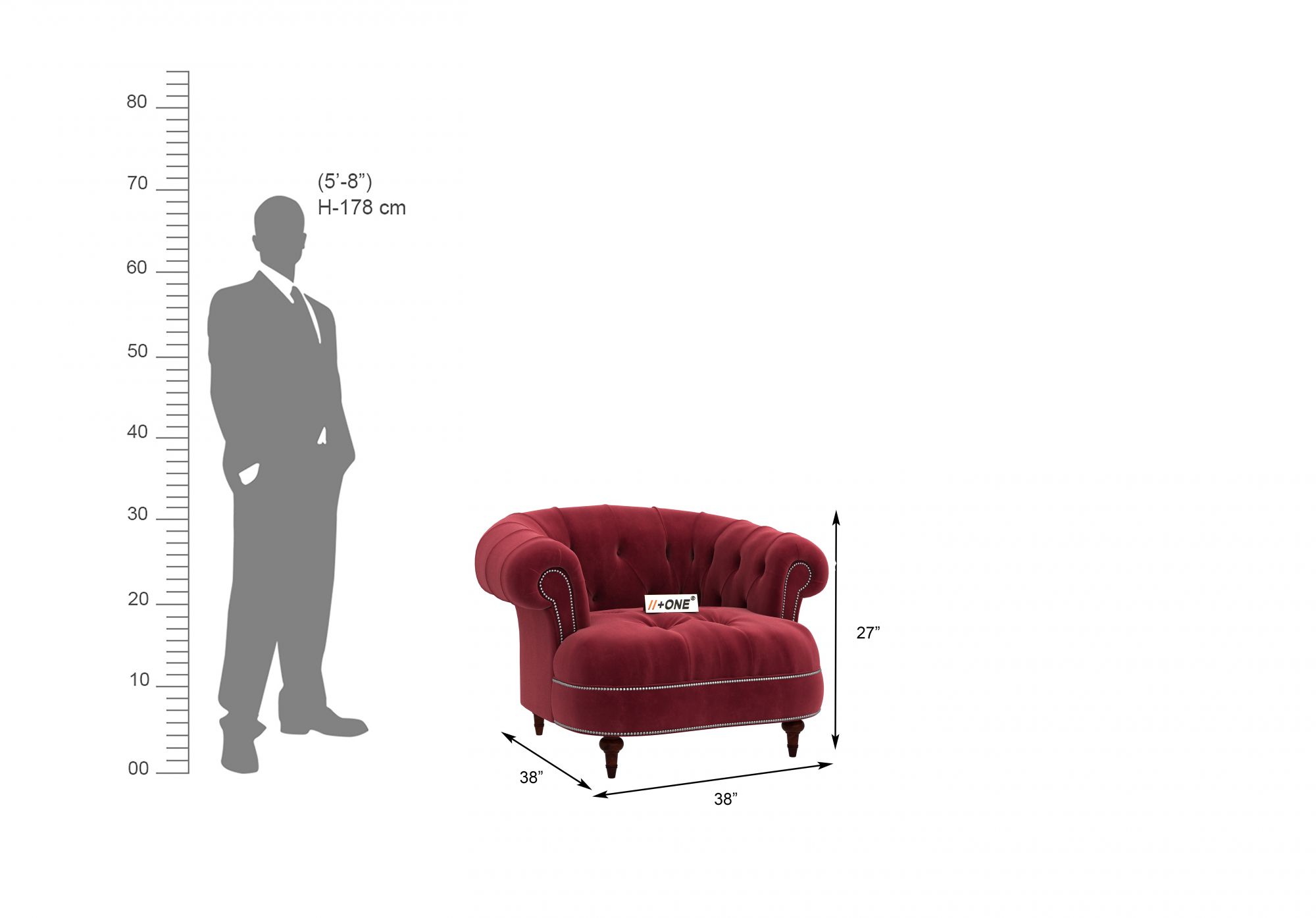 Duke Pomegranate 1 Seater Sofa