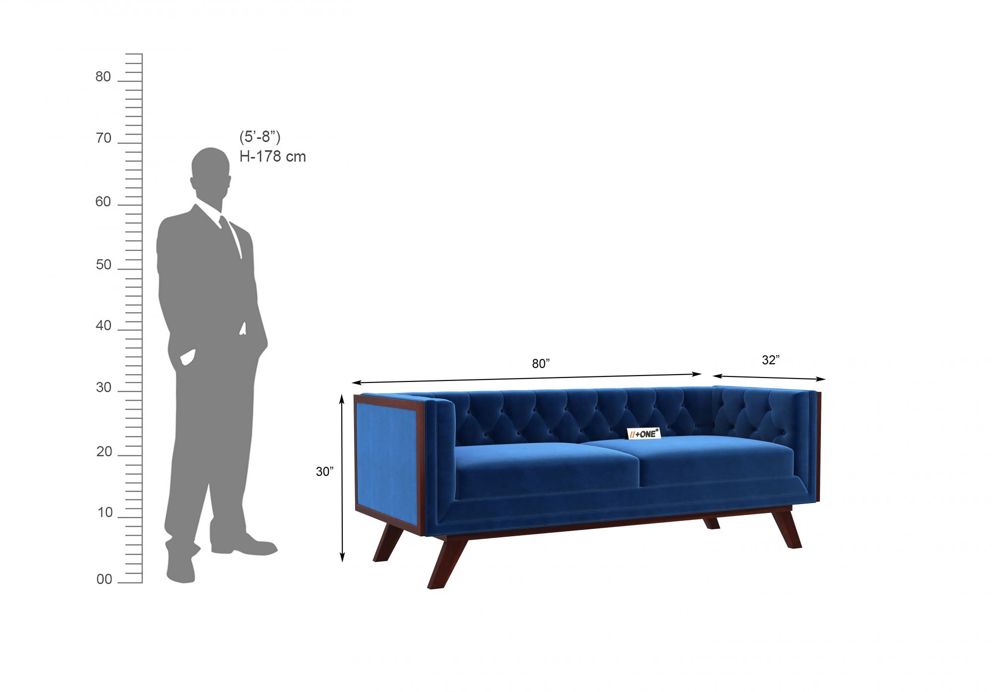 Syros Indigo Blue 3 Seater Sofa