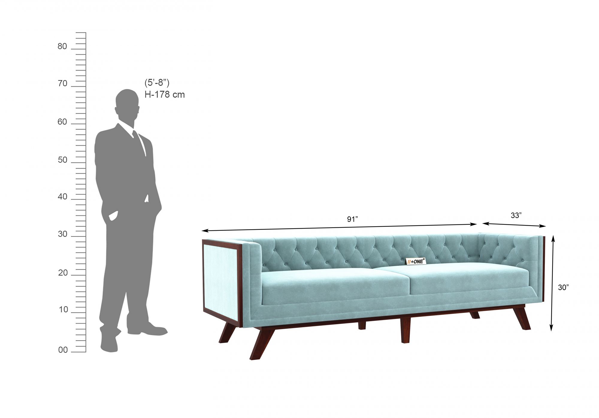 Syros Dusk Blue 4 Seater Sofa