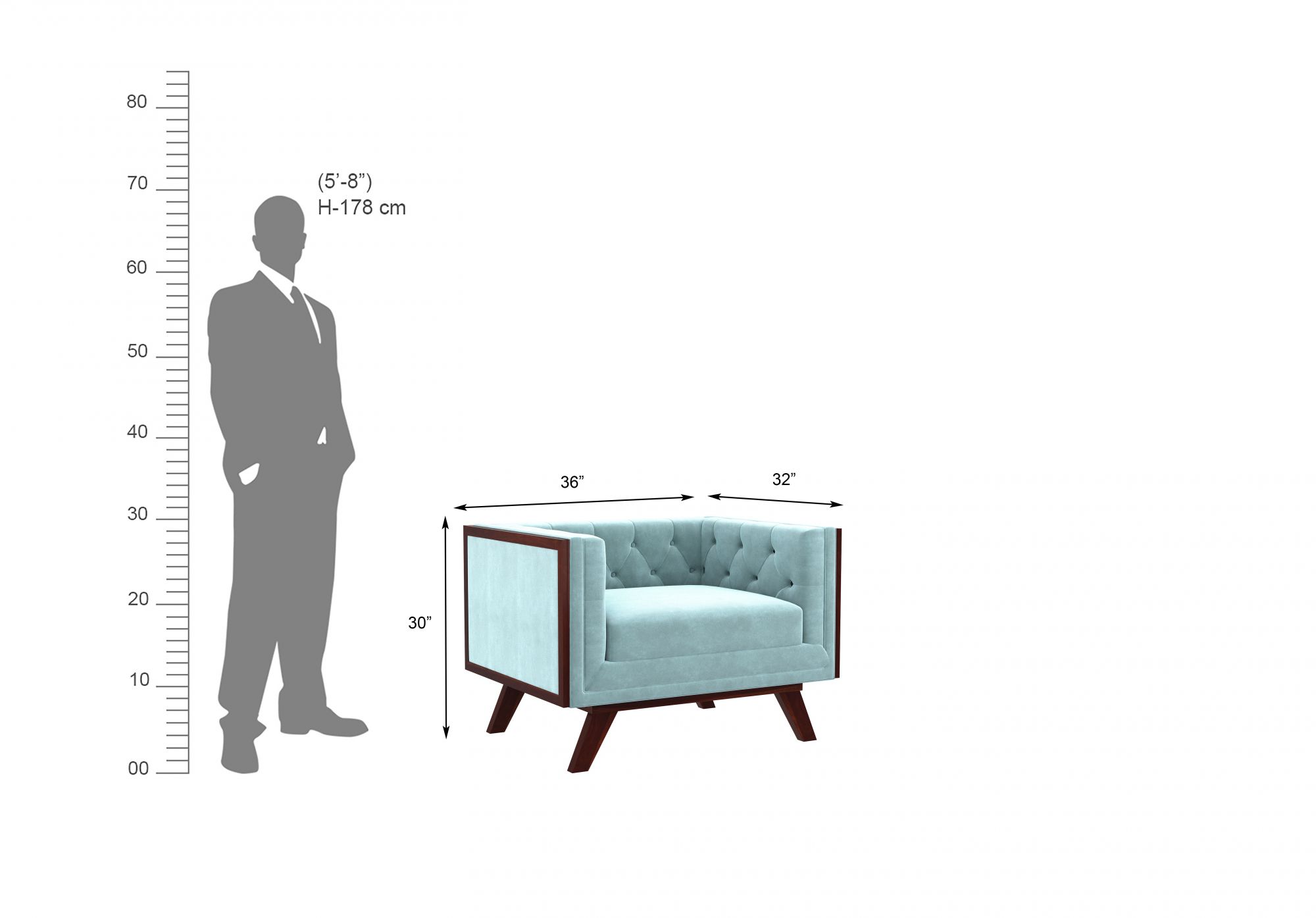 Syros Dusk Blue 1 Seater Sofa