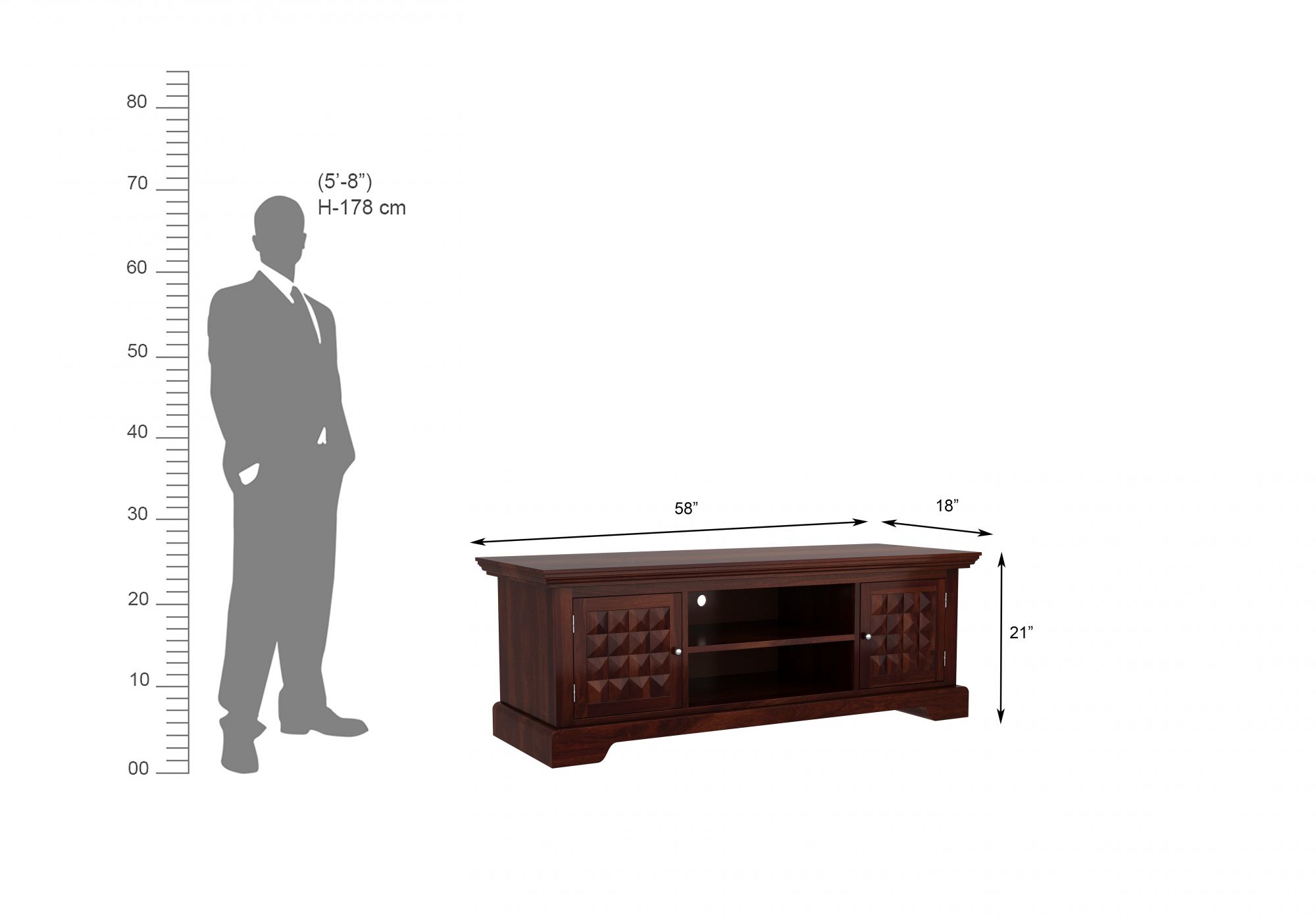 Diamond Sheesham Wood TV Unit