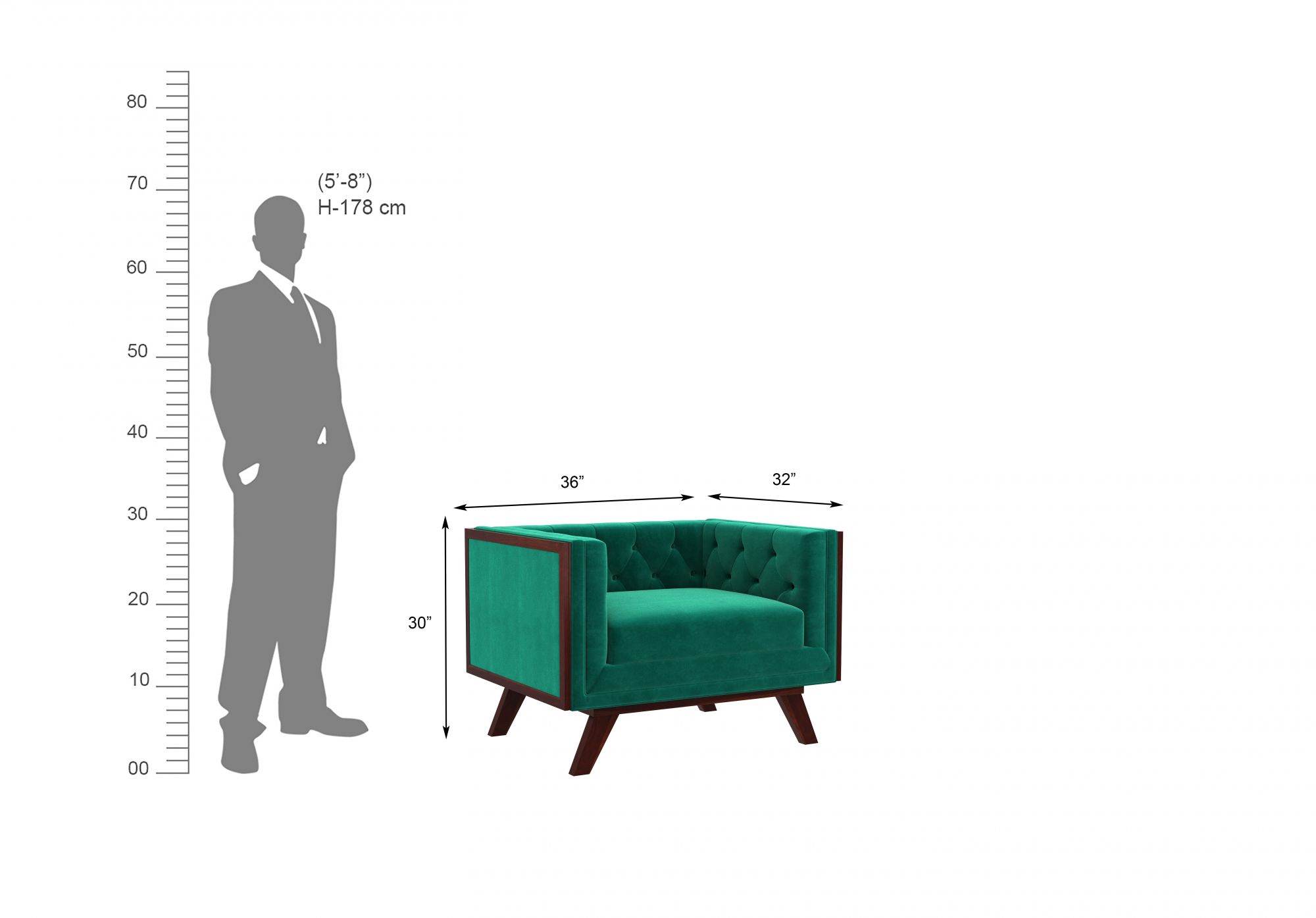 Syros Emerald Green 1 Seater Sofa