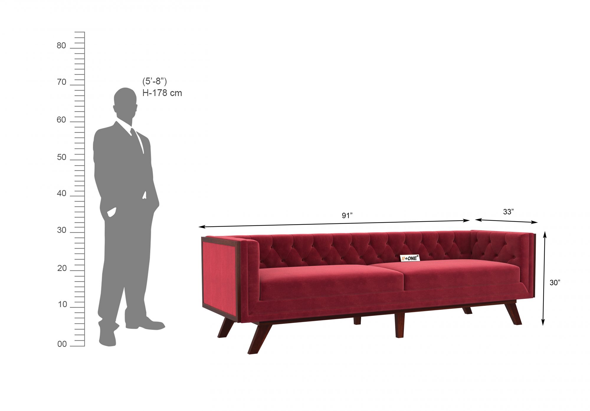 Syros Pomegranate 4 Seater Sofa