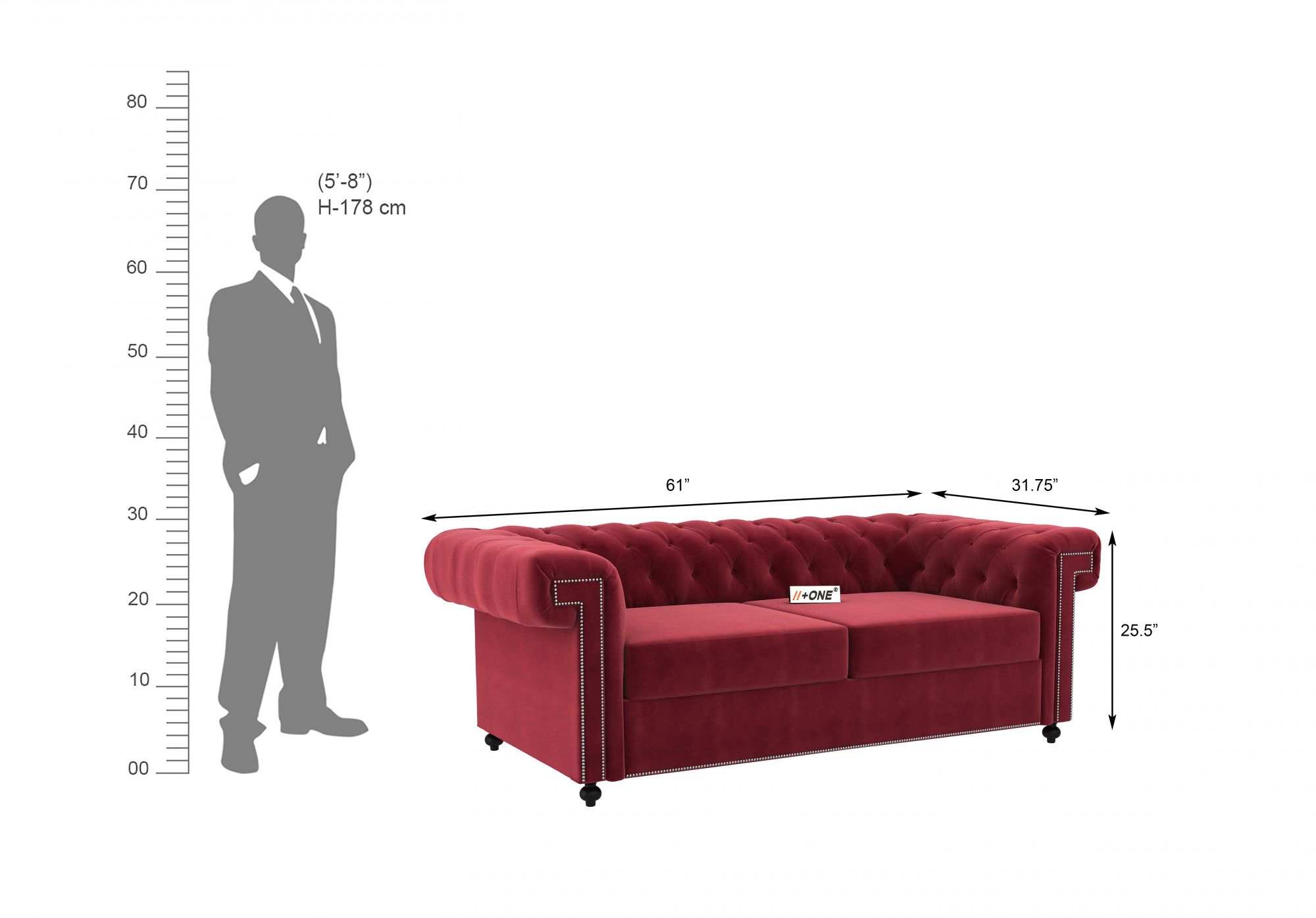 Octa Pomegranate 2 Seater Sofa