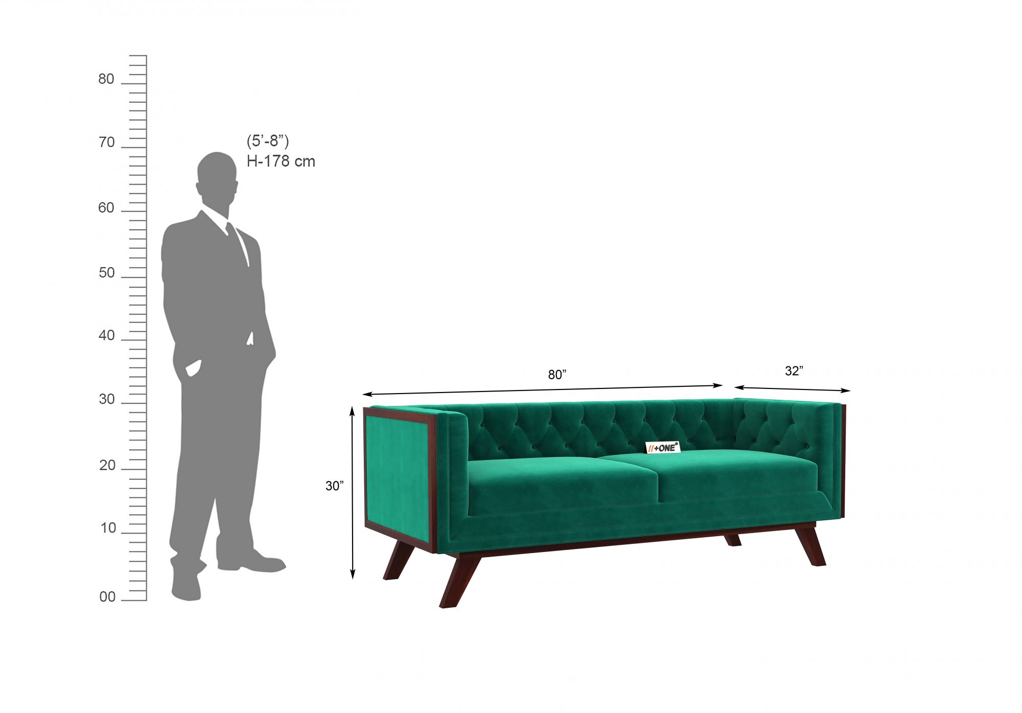 Syros Emerald Green 3 Seater Sofa