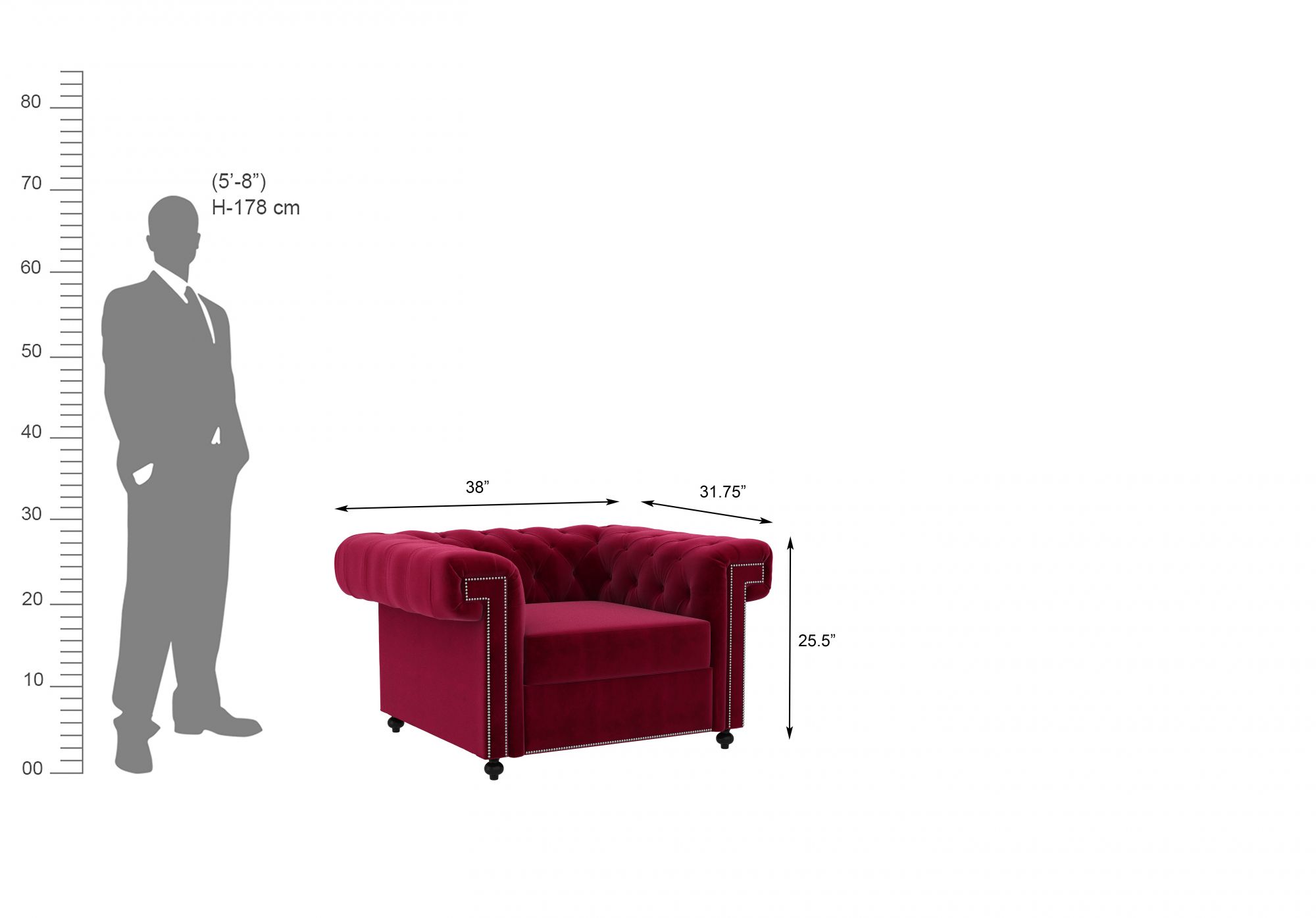 Octa Pomegranate 1 Seater Sofa