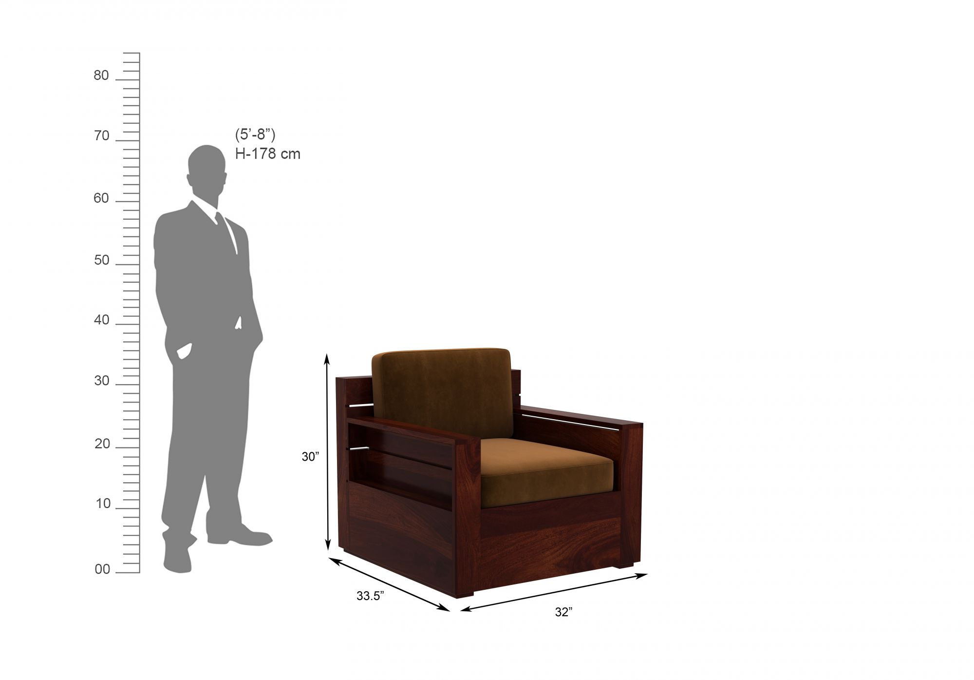 Nelson Brown 5 Seater Wooden Sofa Set