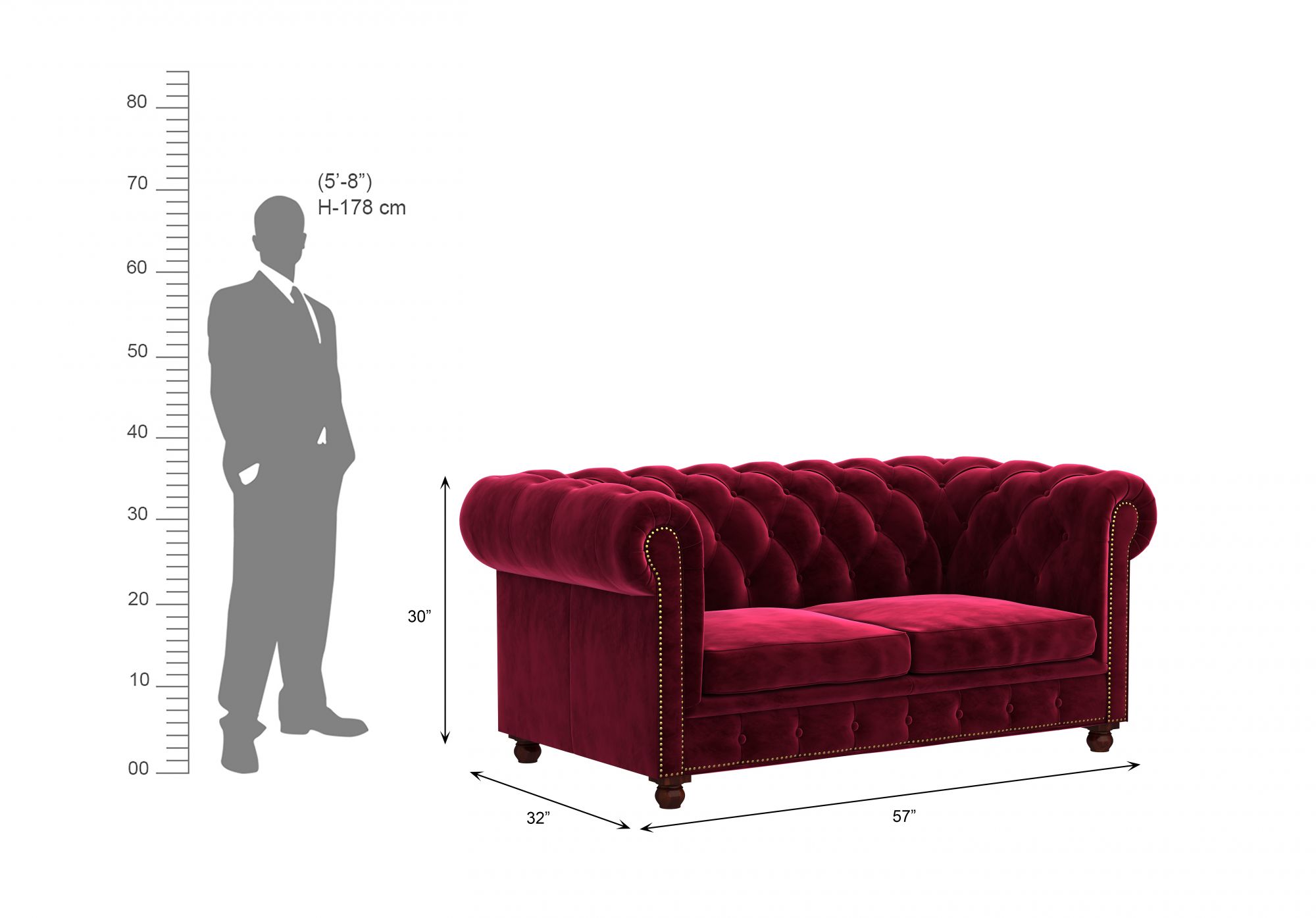 Windsor Burgandy 2 Seater Sofa Set
